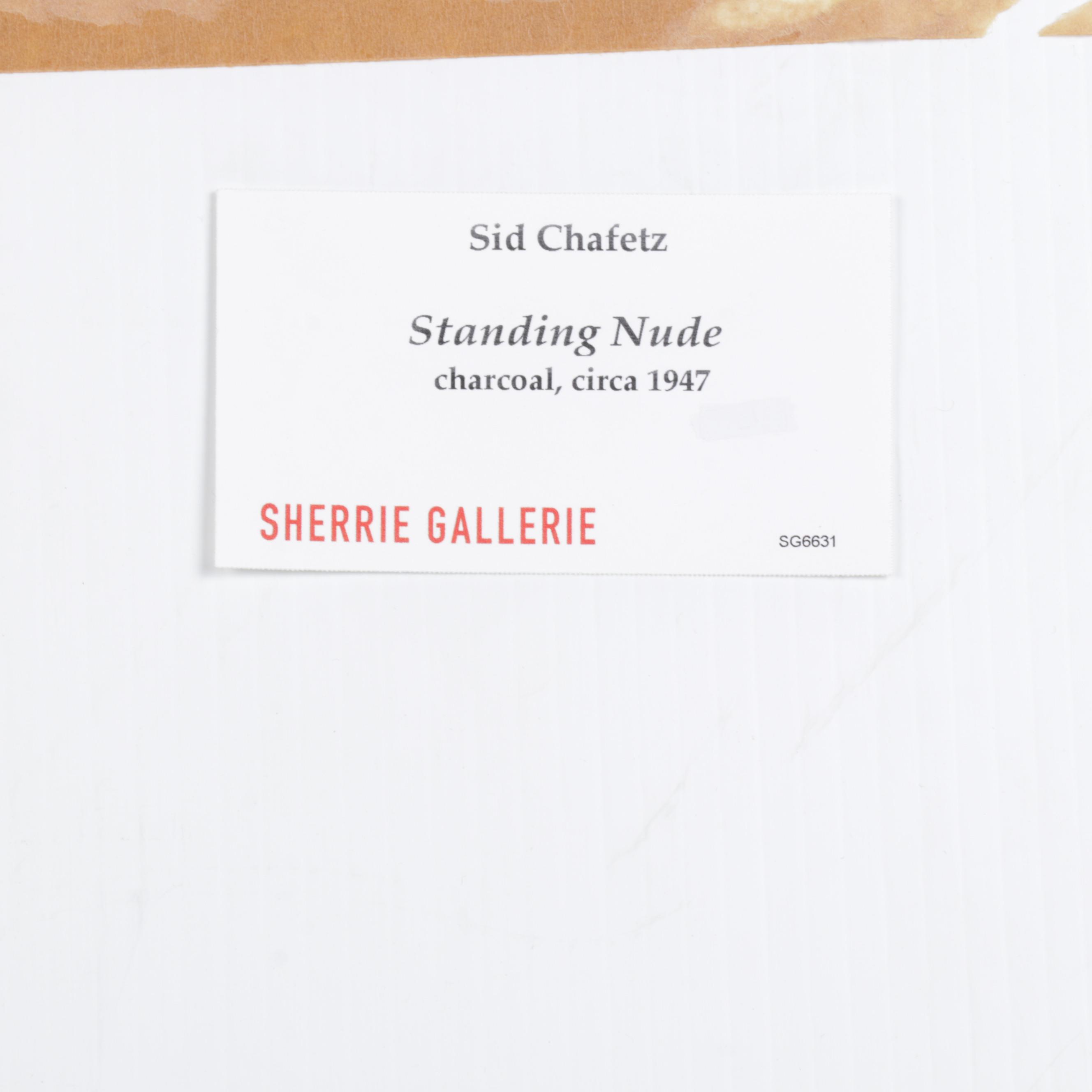 Sid Chafetz Charcoal Drawing "Standing Nude," 1947