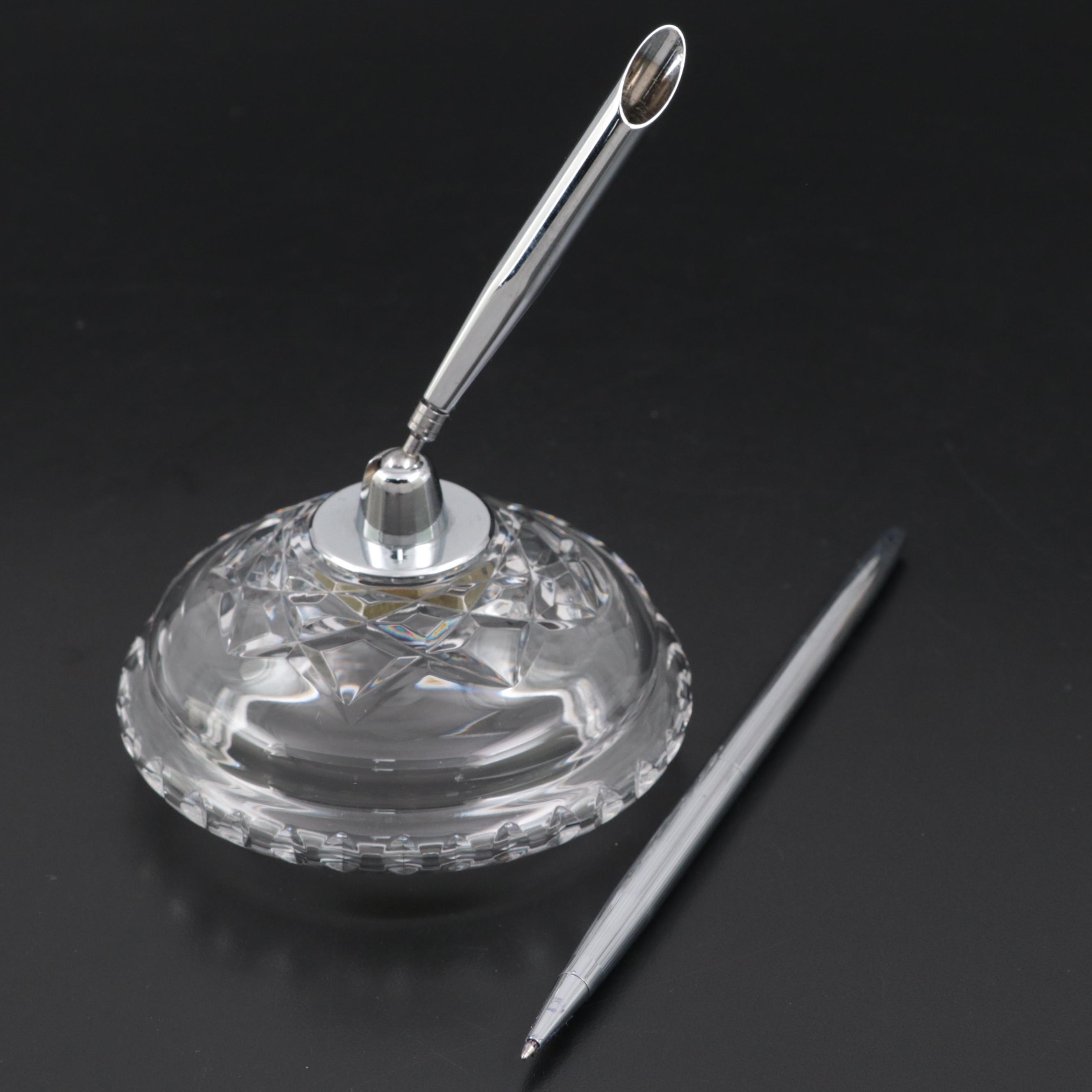 Waterford Crystal Broadway Music Trinket Box, Desk Clock and Pen Holder