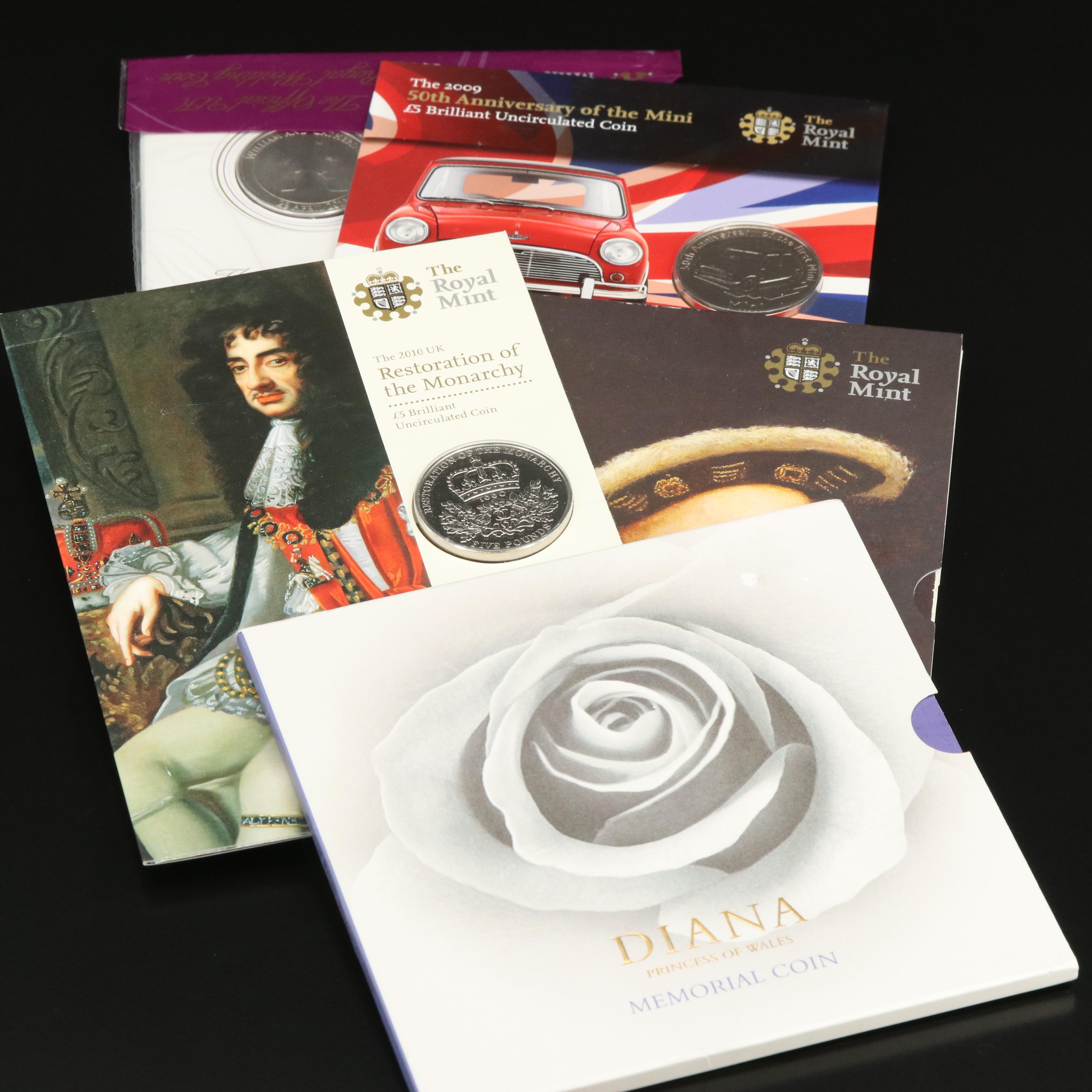 Five Great Britain Commemorative Coins
