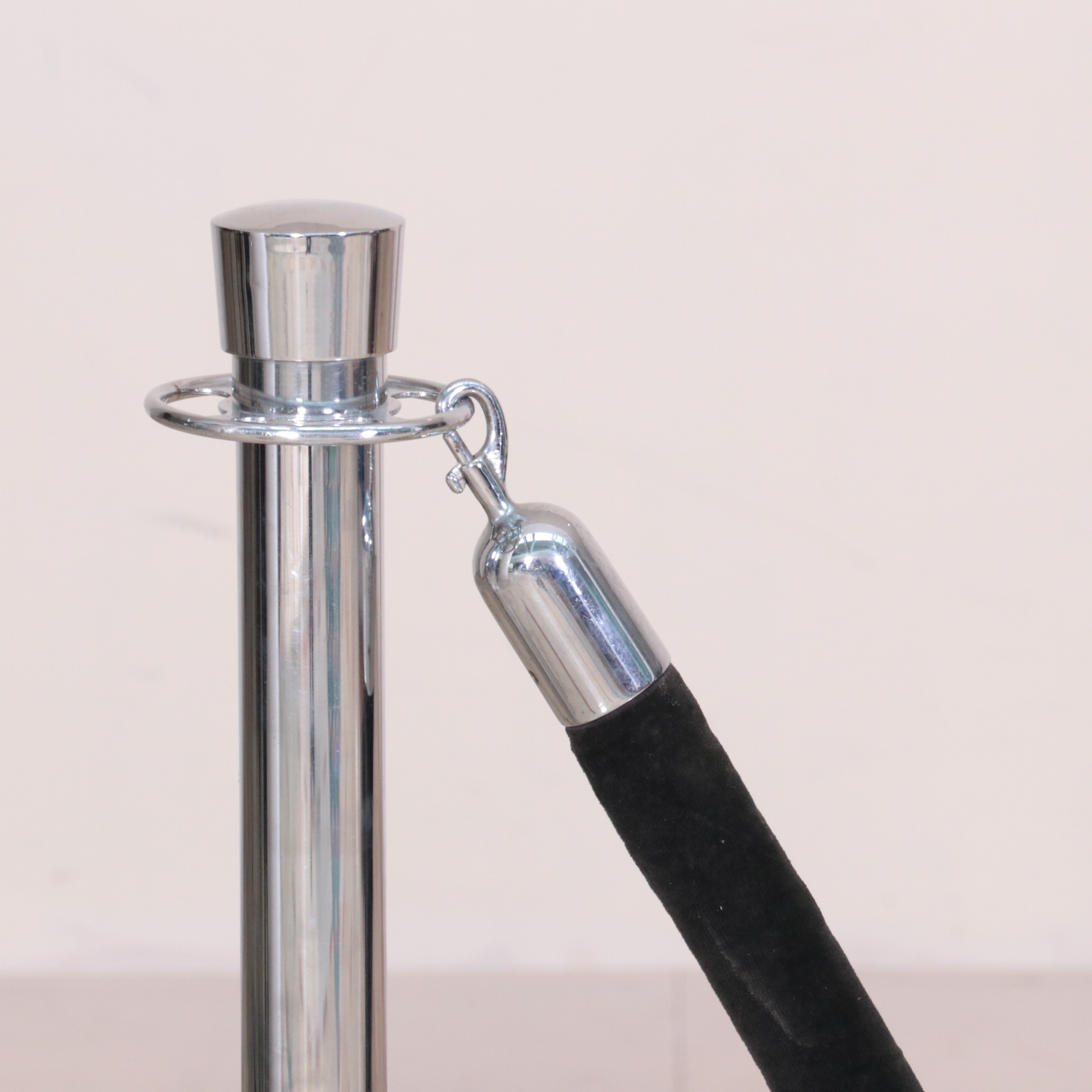 Chromed Metal Four-Post Rope Stanchion Set