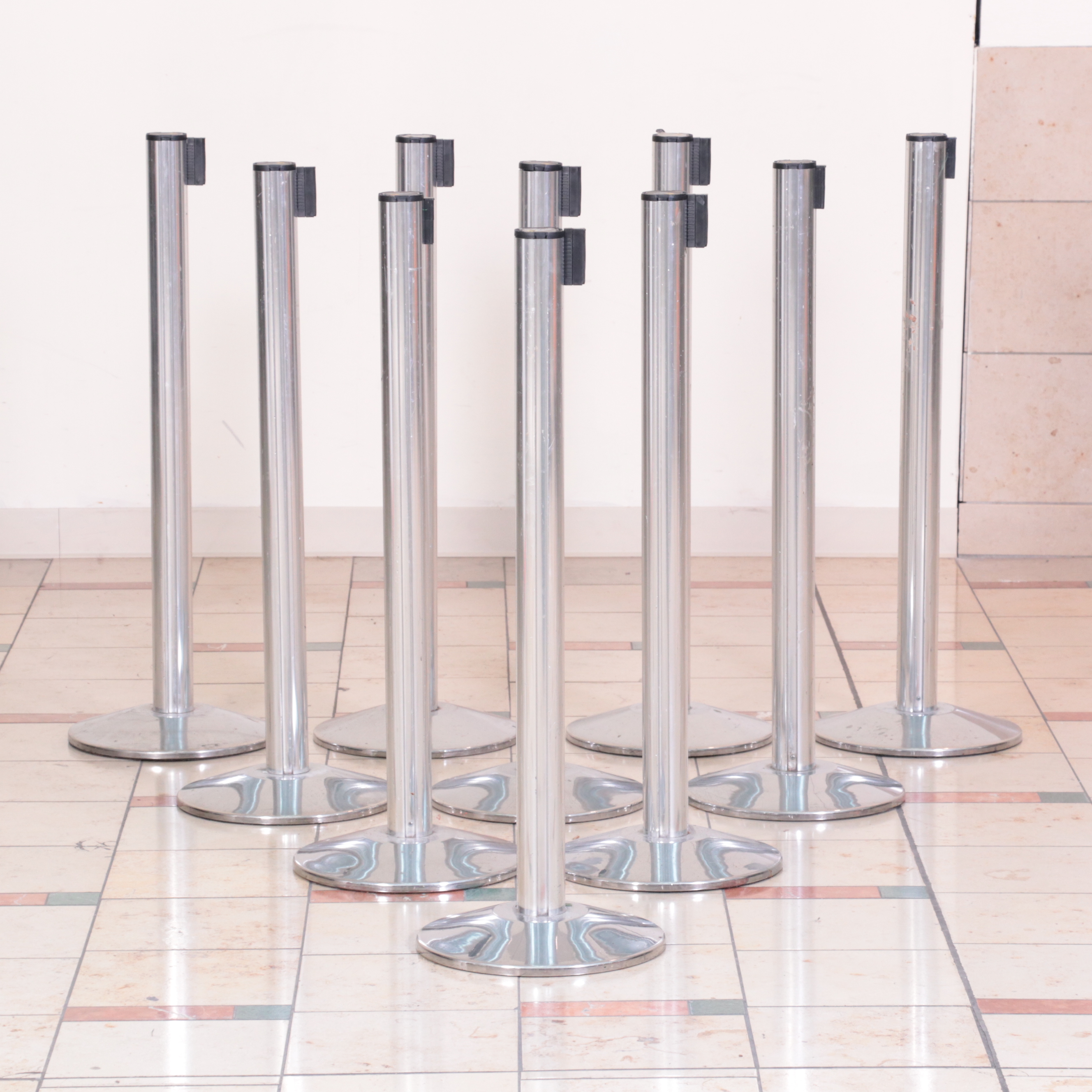 Ten Lavi Industries "Beltrac" Chrome-Finished Retractable Metal Stanchions