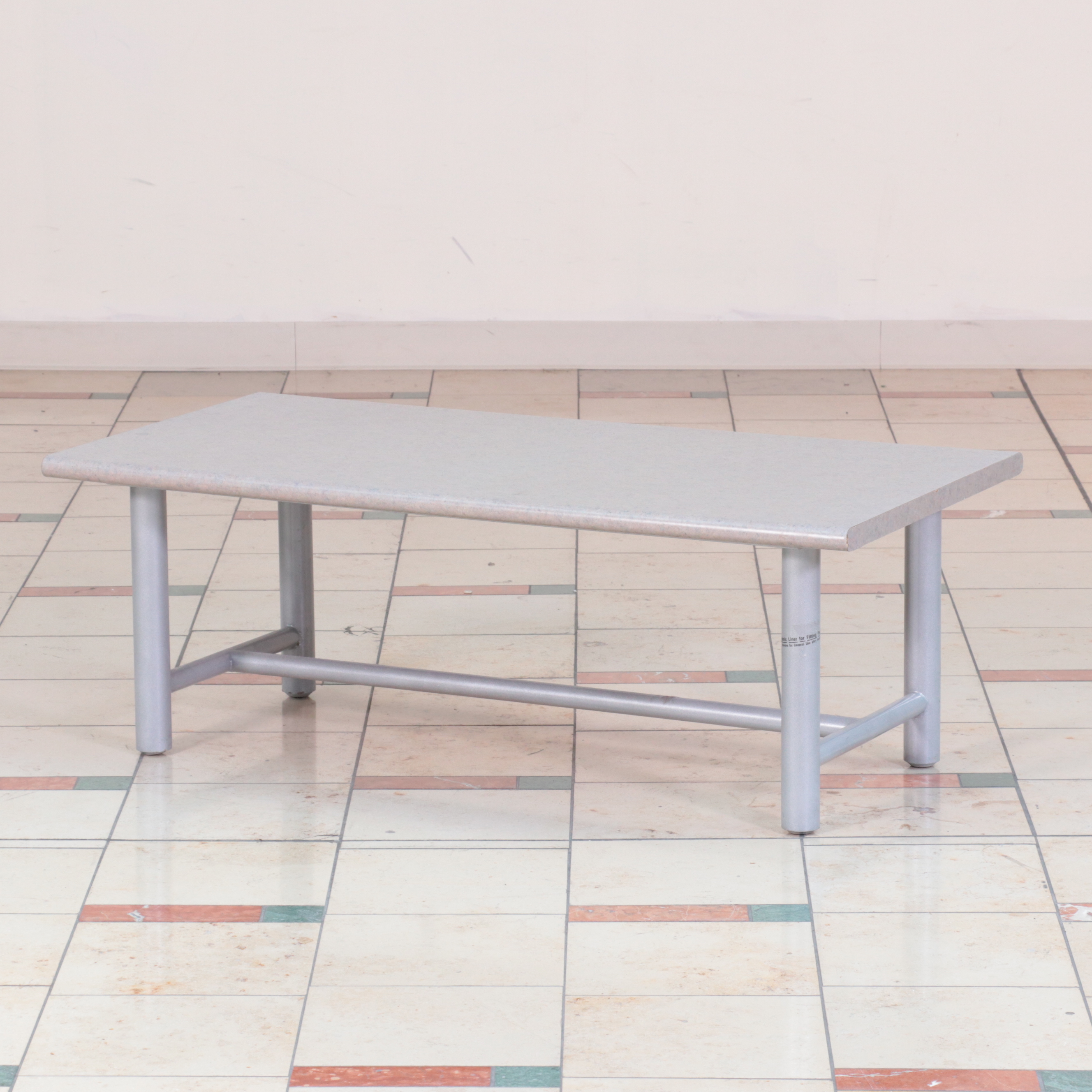 Pair of Laminate Top Metal Display Tables