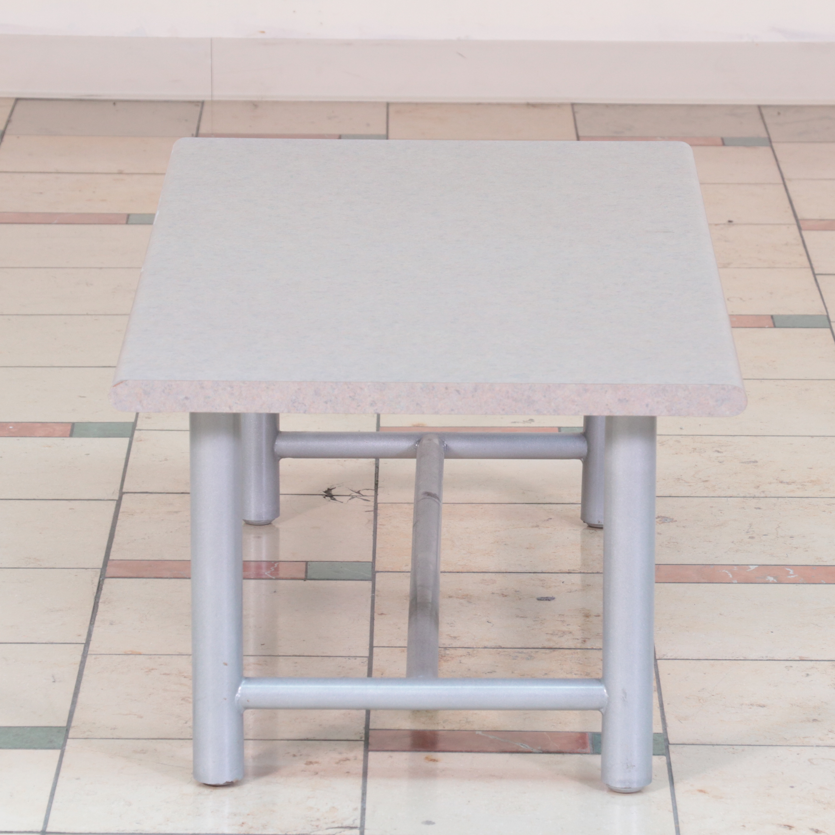 Pair of Laminate Top Metal Display Tables