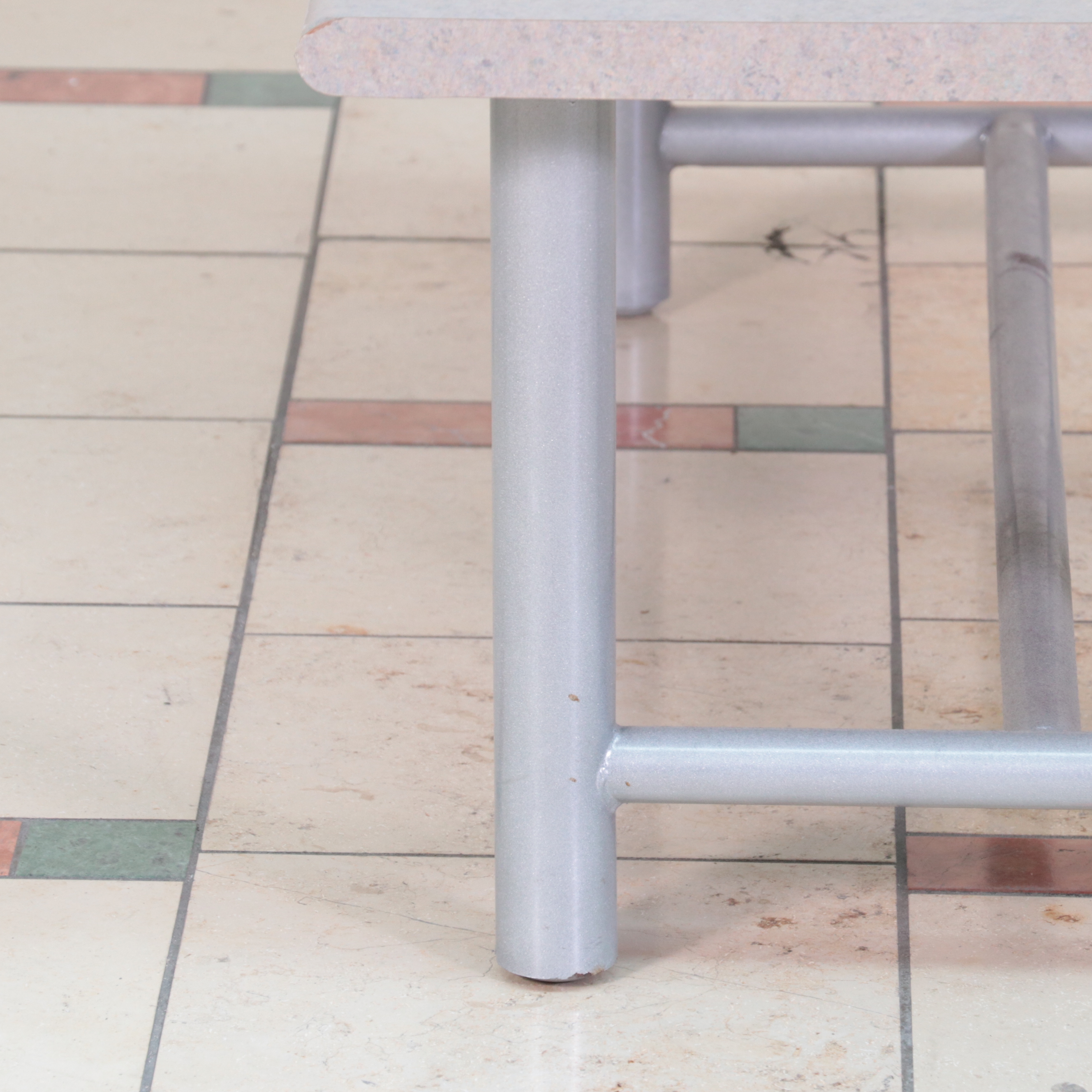 Pair of Laminate Top Metal Display Tables