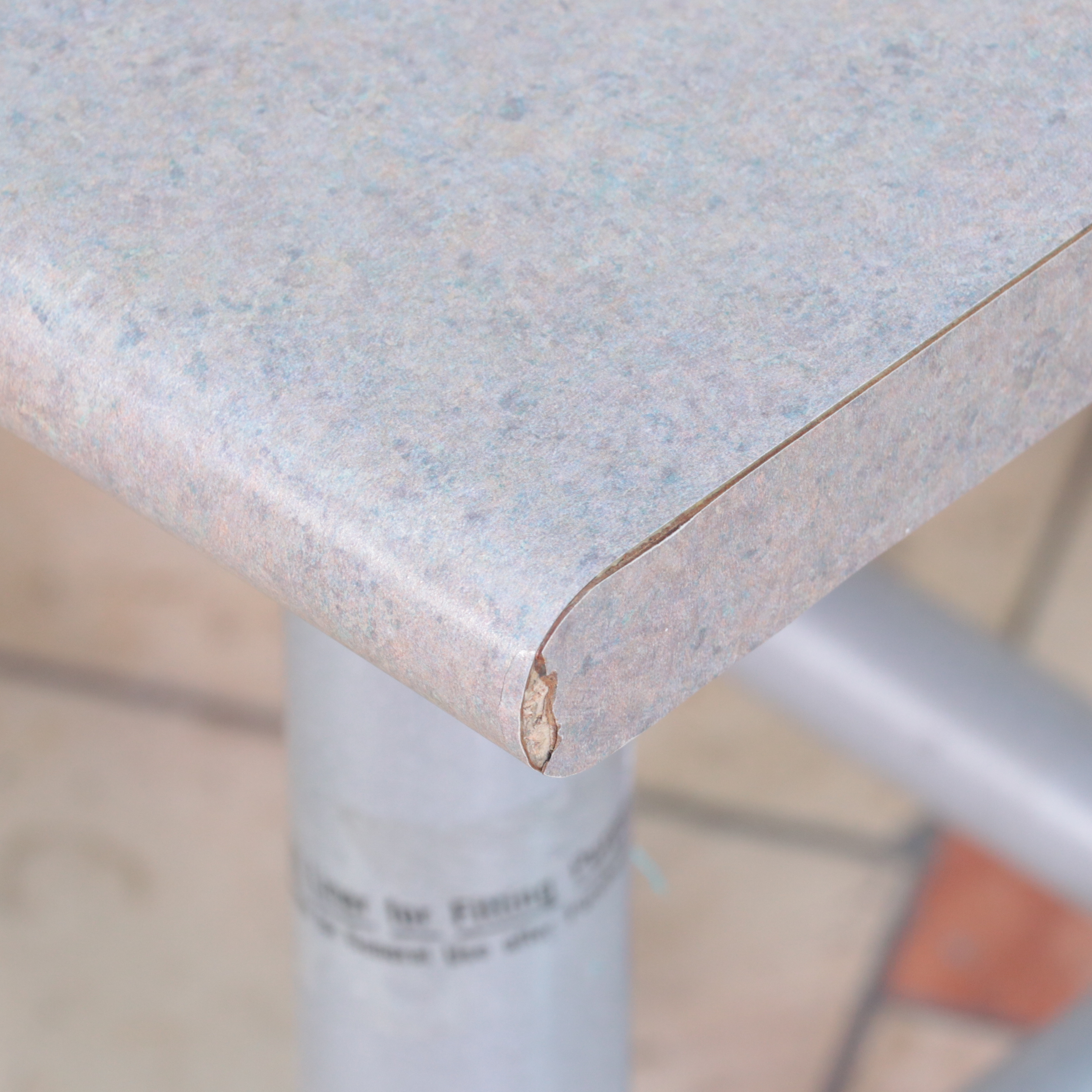 Pair of Laminate Top Metal Display Tables