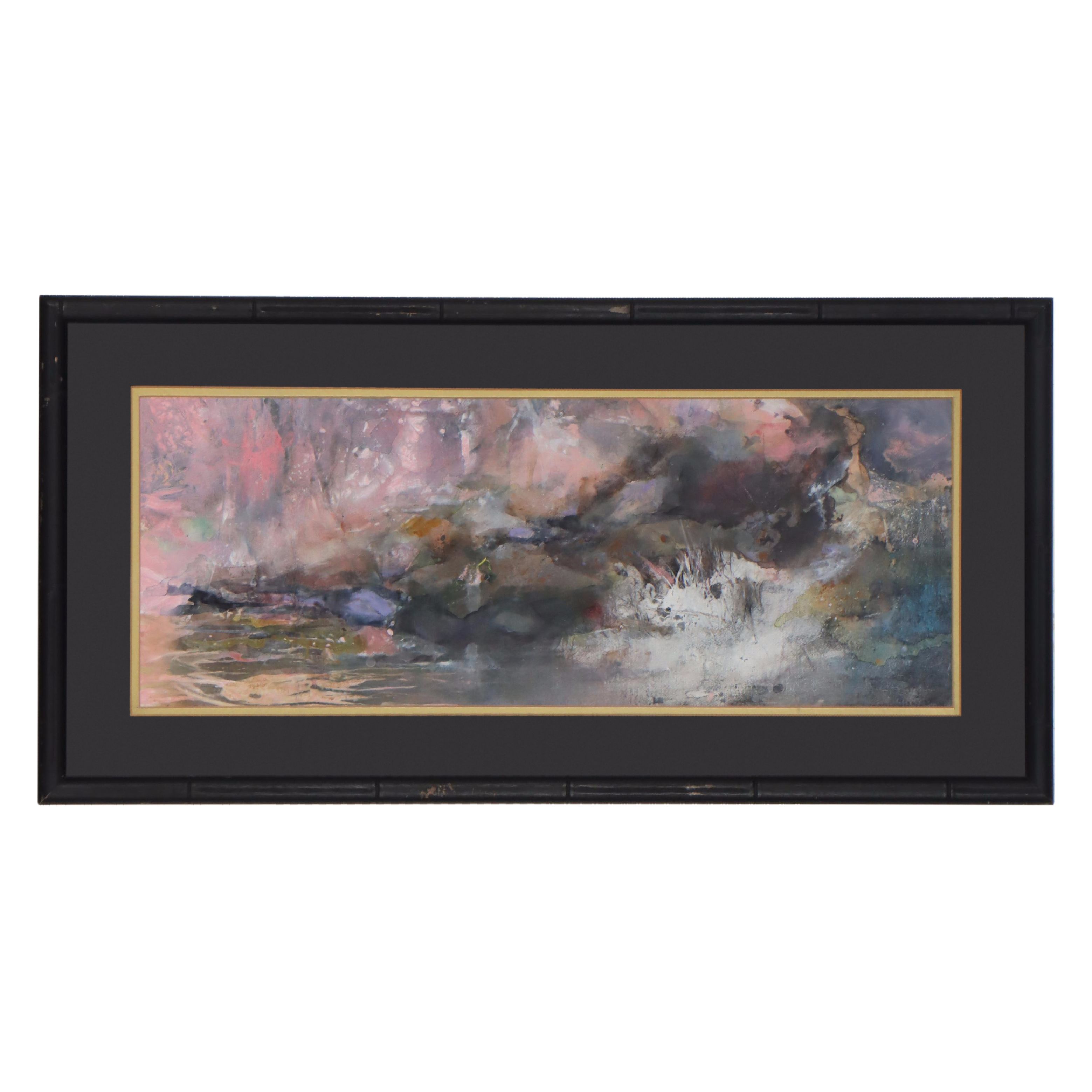 Gouache and Watercolor Painting of Abstract Landscape, Late 20th Century