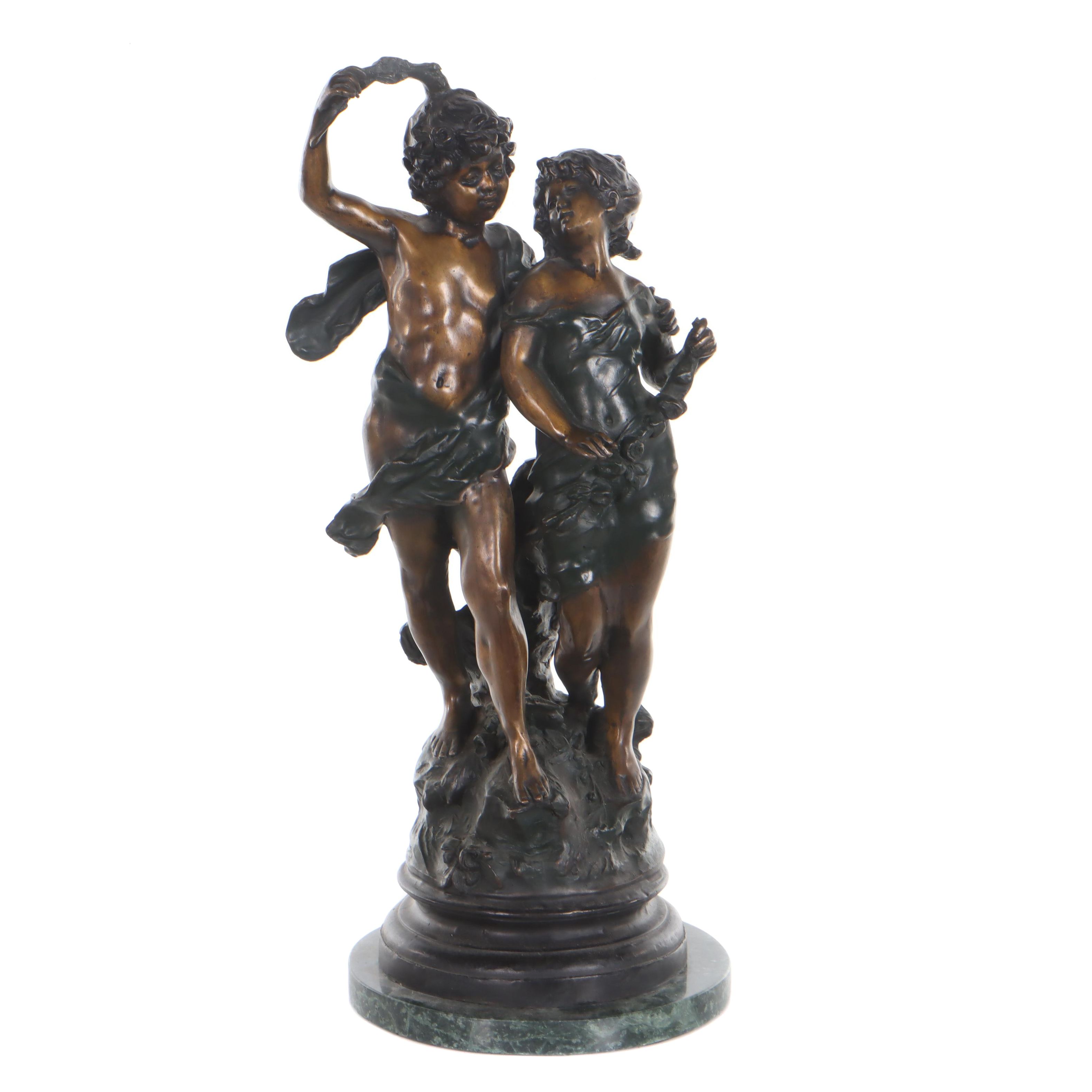 Bronze Sculpture After Auguste Moreau of Playful Children