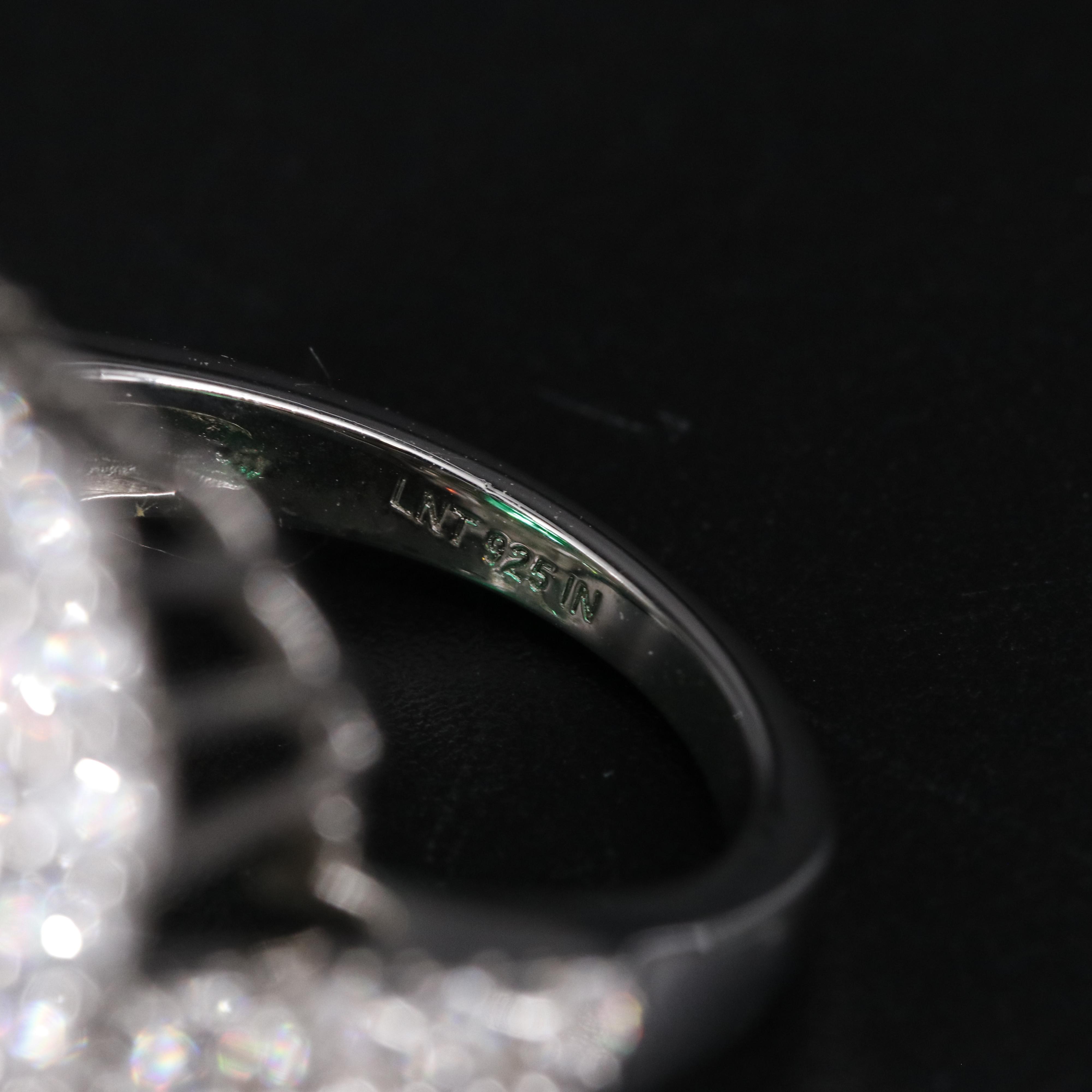 Sterling Silver Emerald and Cubic Zirconia Ring