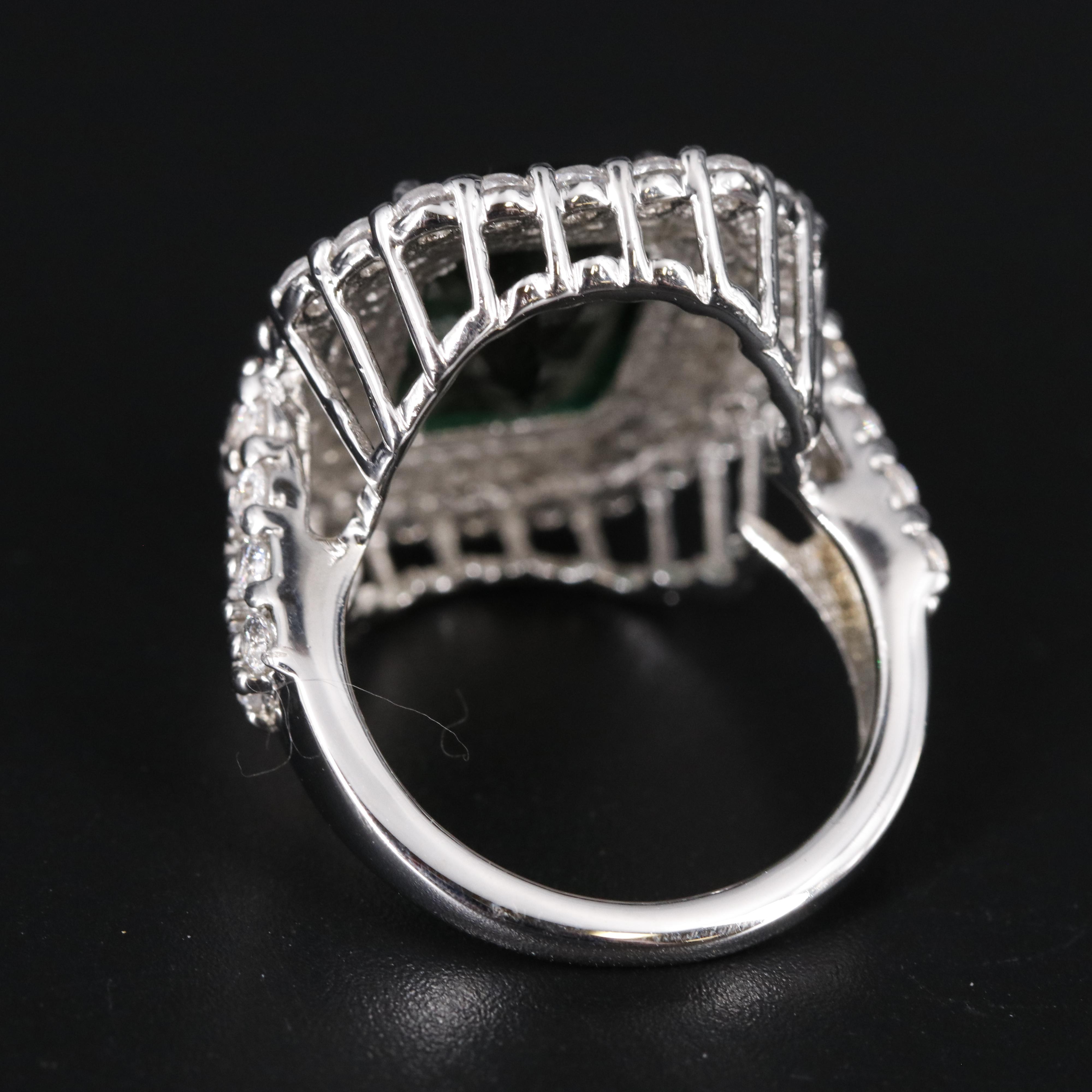 Sterling Silver Emerald and Cubic Zirconia Ring