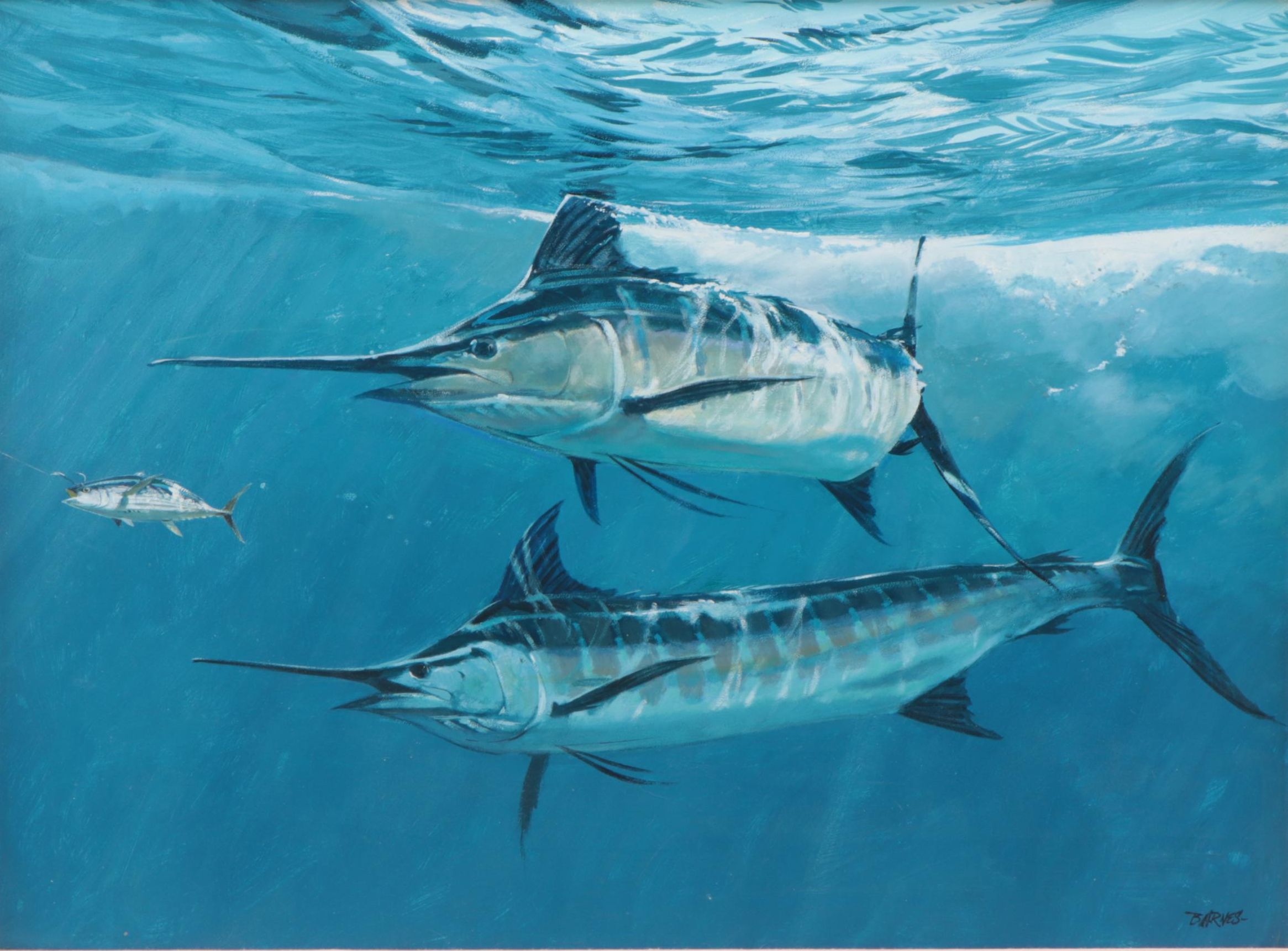 Al Barnes Oil Painting of Marlin Fish