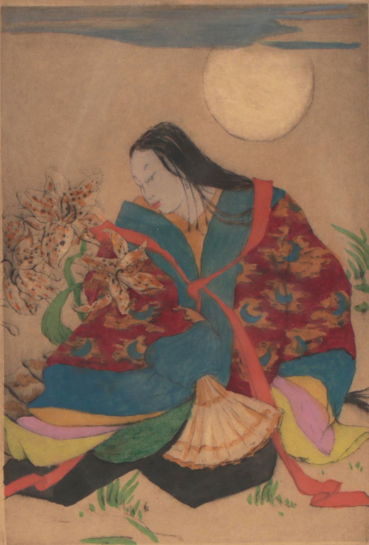 Elyse Lord Hand-Colored Etching With Drypoint "Moonlight," Circa 1920