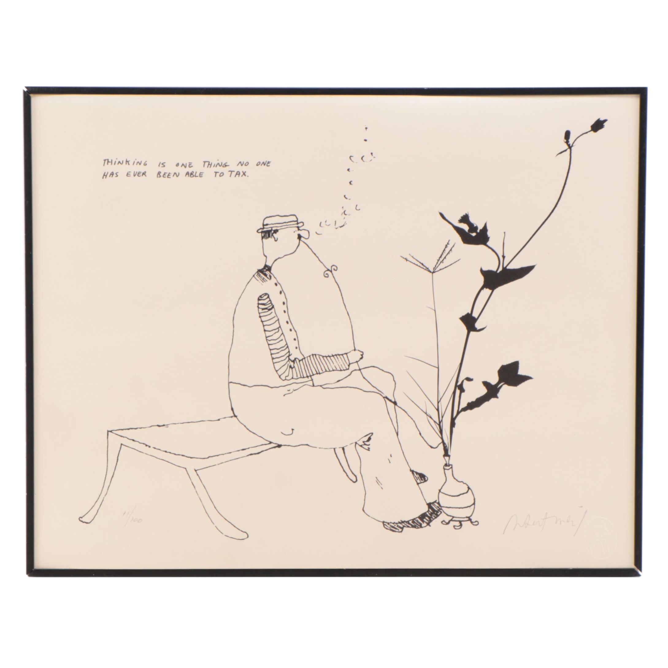 Robert Weil Figural Lithograph, Late 20th Century