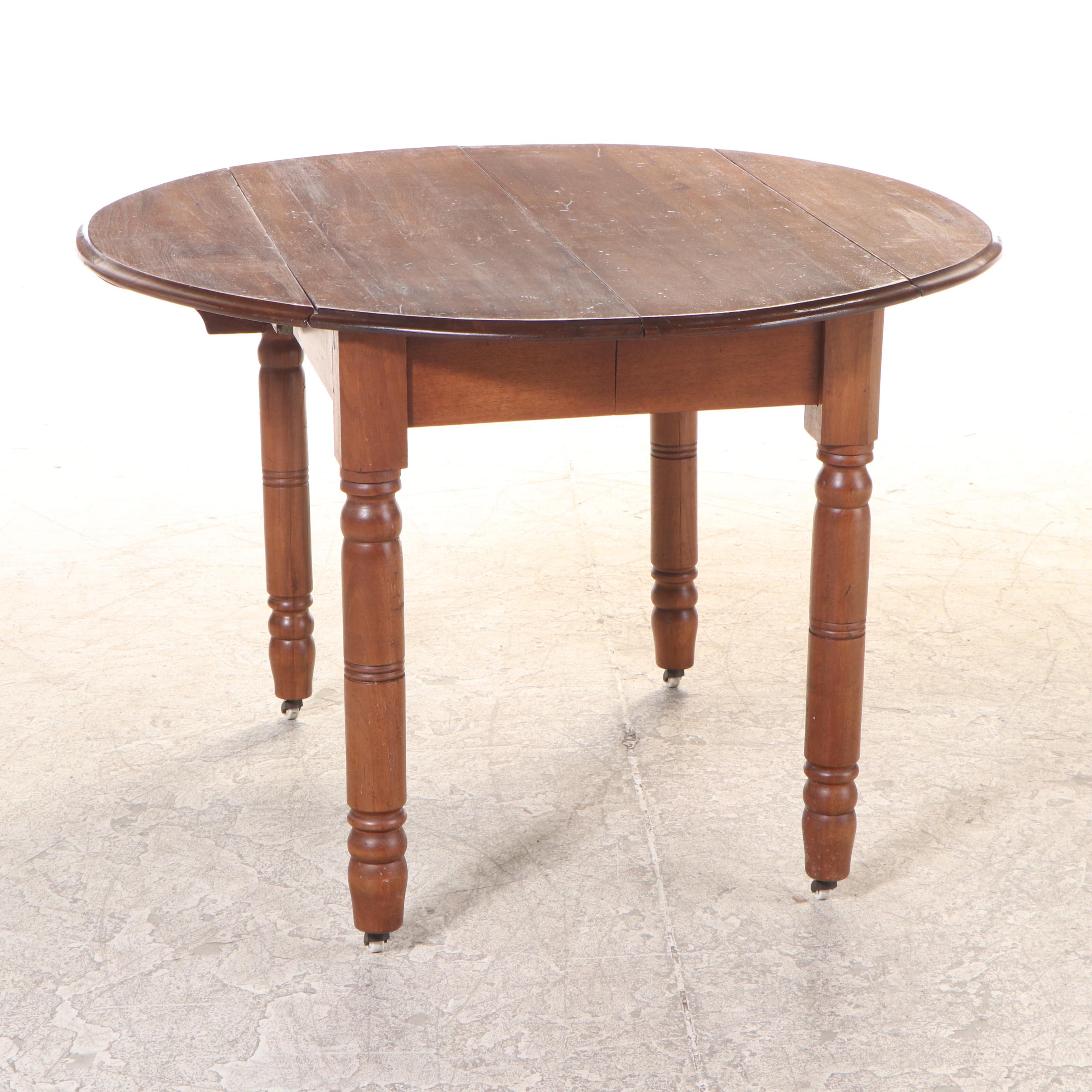 Victorian Walnut Drop-Leaf Dining Table, Late 19th Century