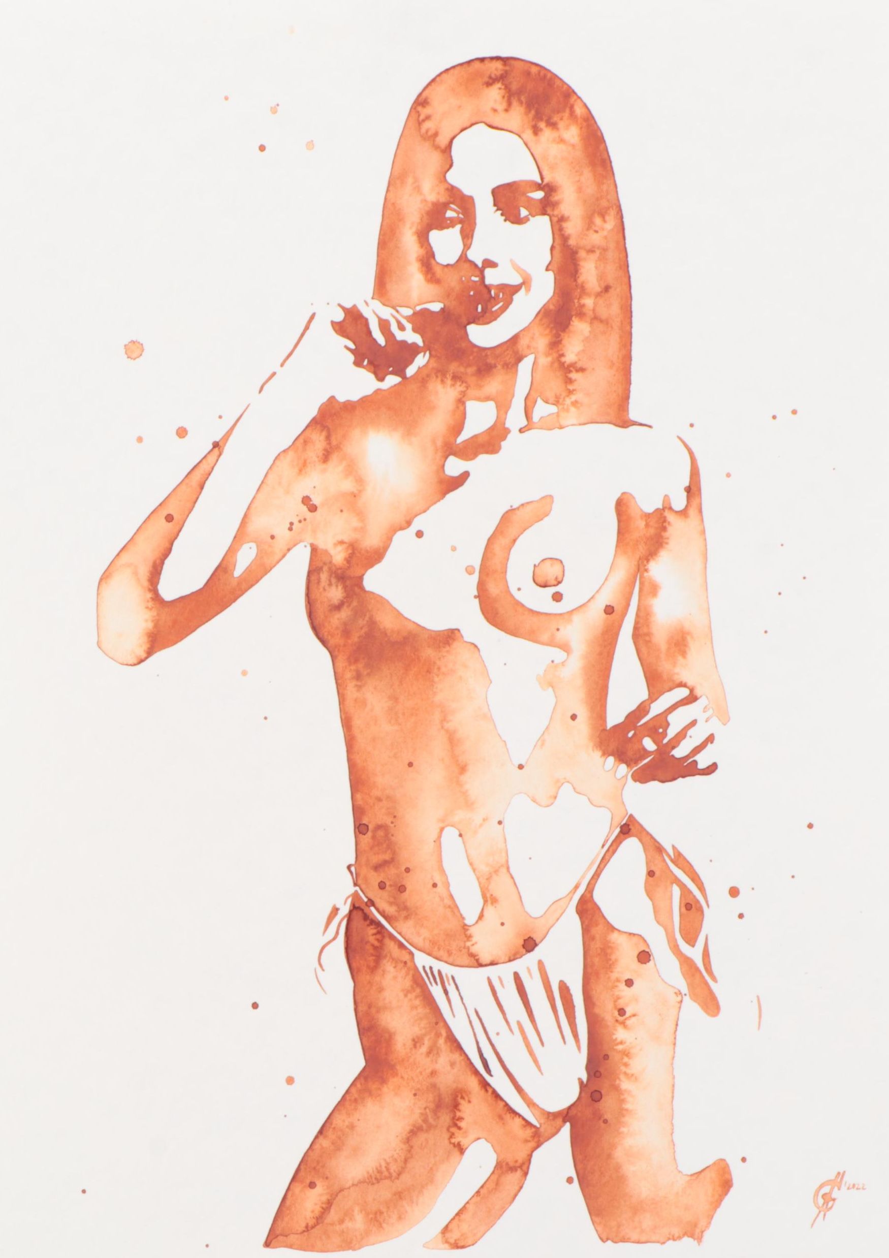 Alyona Glushchenko Watercolor Painting of Nude, 2022