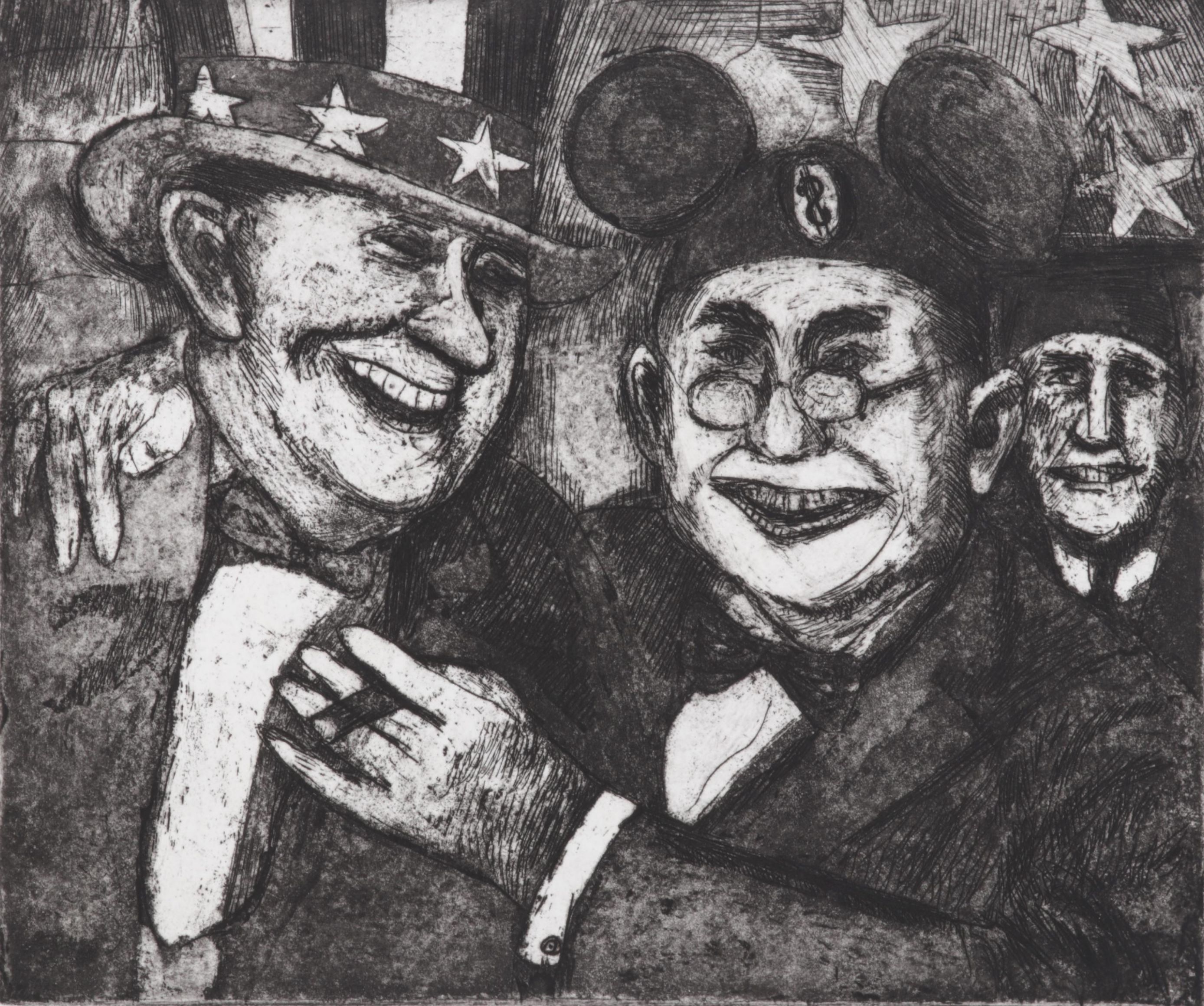 Sidney Chafetz Satirical Etching With Aquatint "Pols," 1969