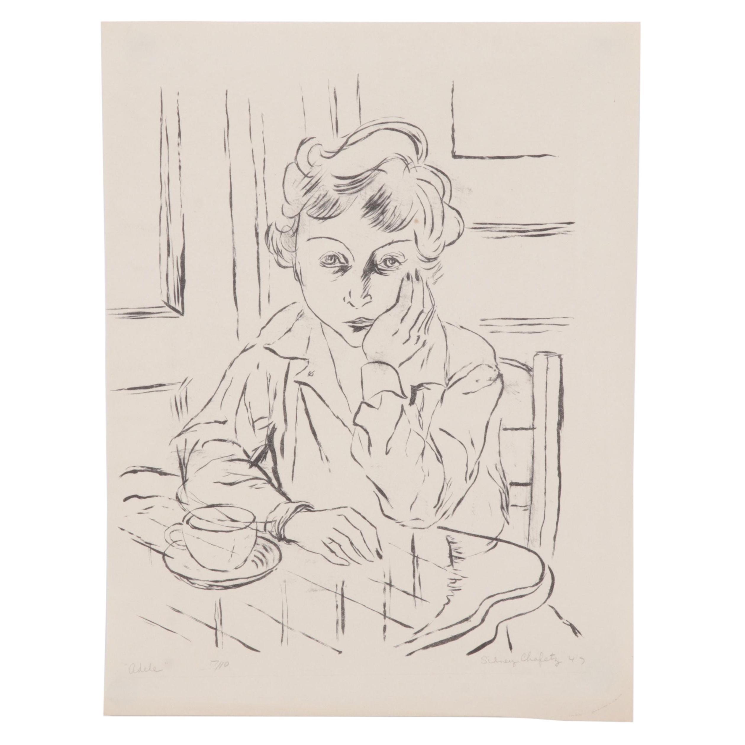 Sidney Chafetz Portrait Lithograph "Adele," 1947