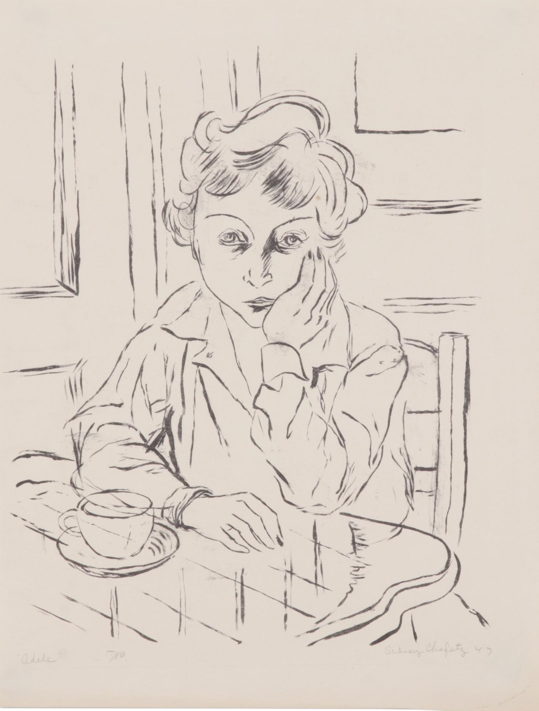 Sidney Chafetz Portrait Lithograph "Adele," 1947