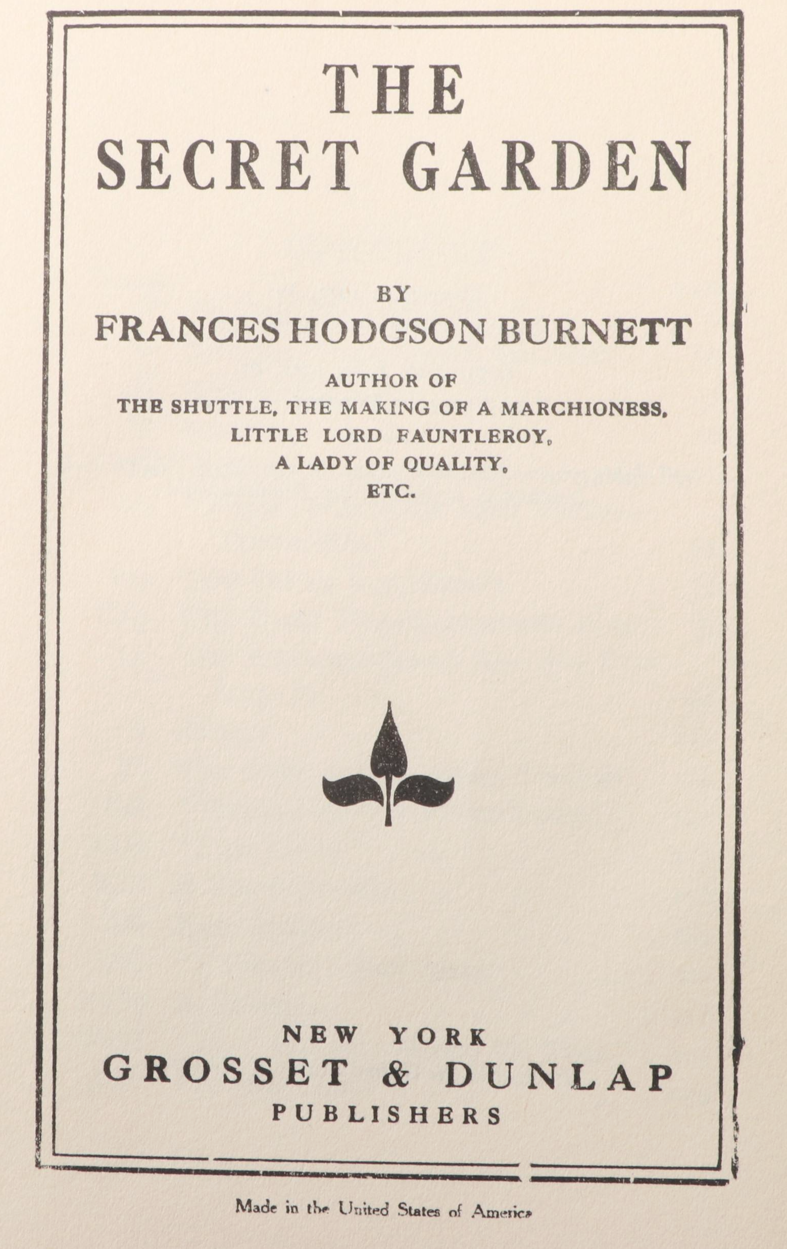 "The Secret Garden" by Frances Hodgson Burnett, 1911