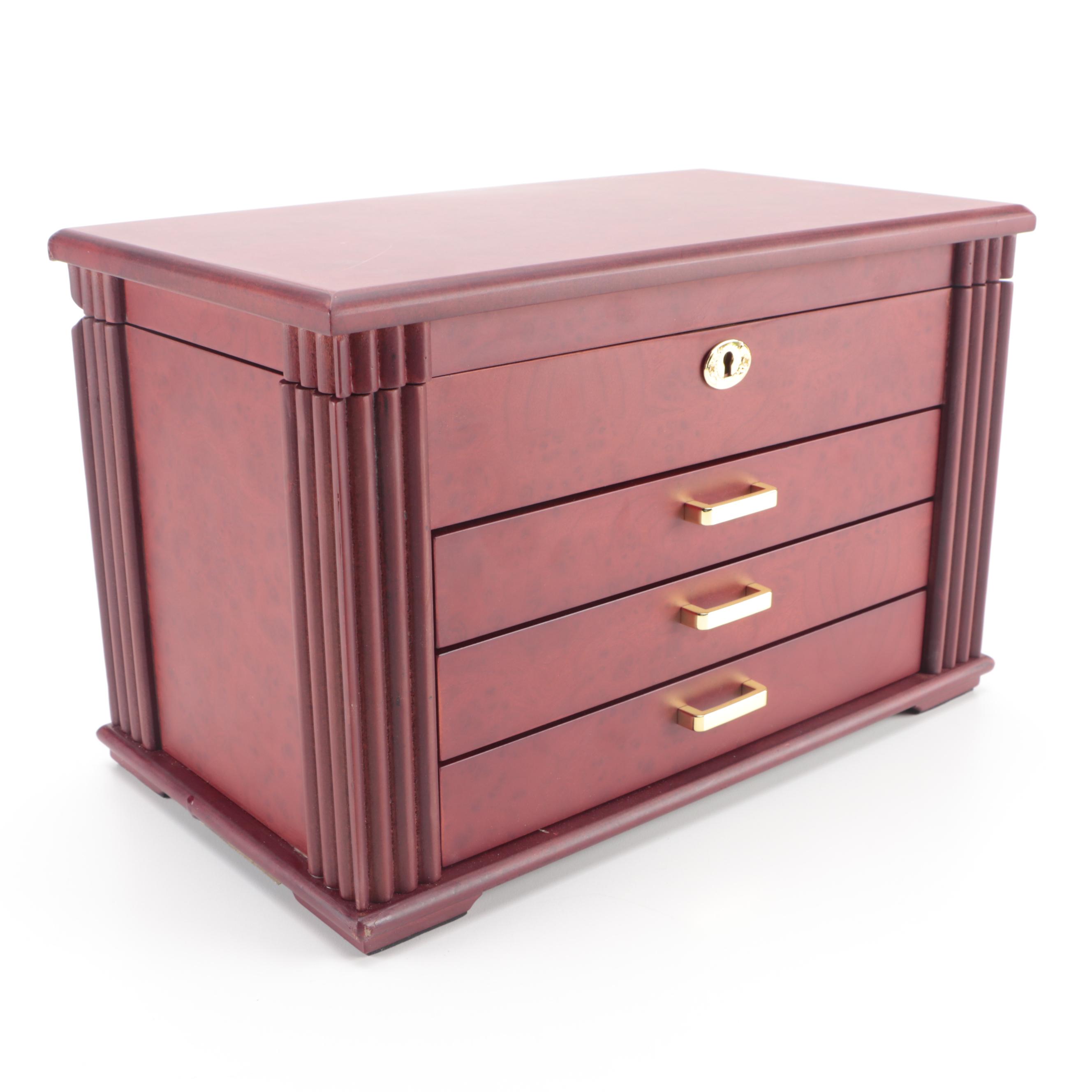 Jere Cherry Finish Wooden Jewelry Box