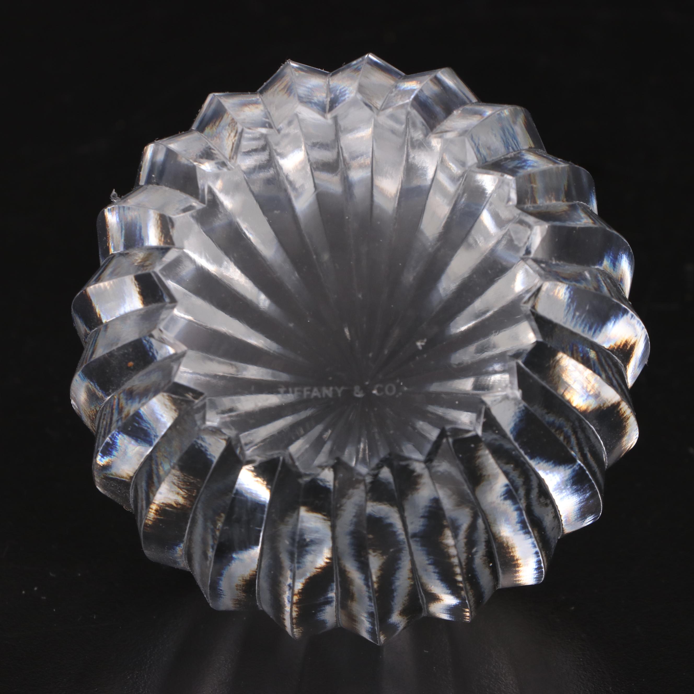 Tiffany & Co. Crystal Faceted Diamond and Ribbed Paperweights