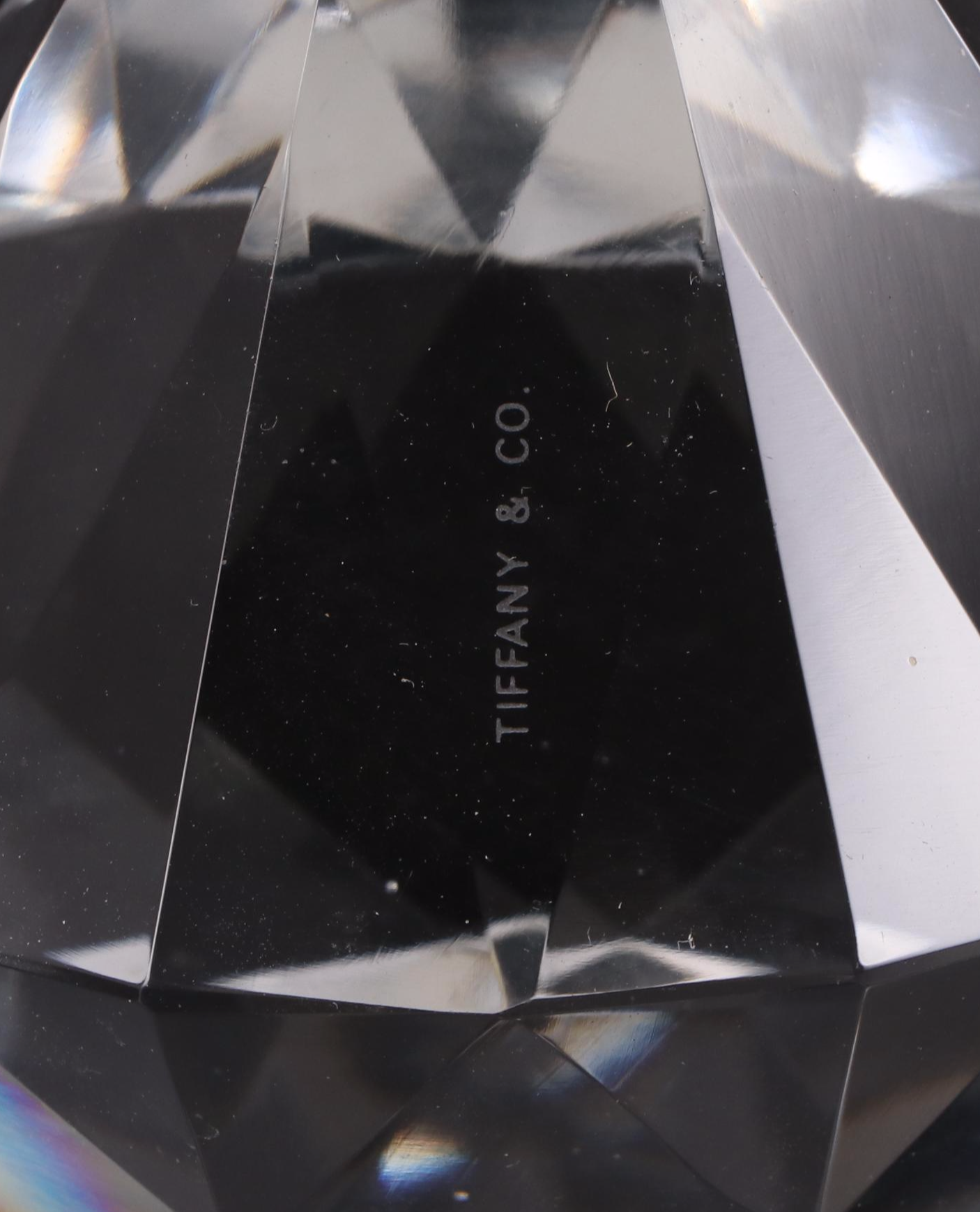 Tiffany & Co. Crystal Faceted Diamond and Ribbed Paperweights