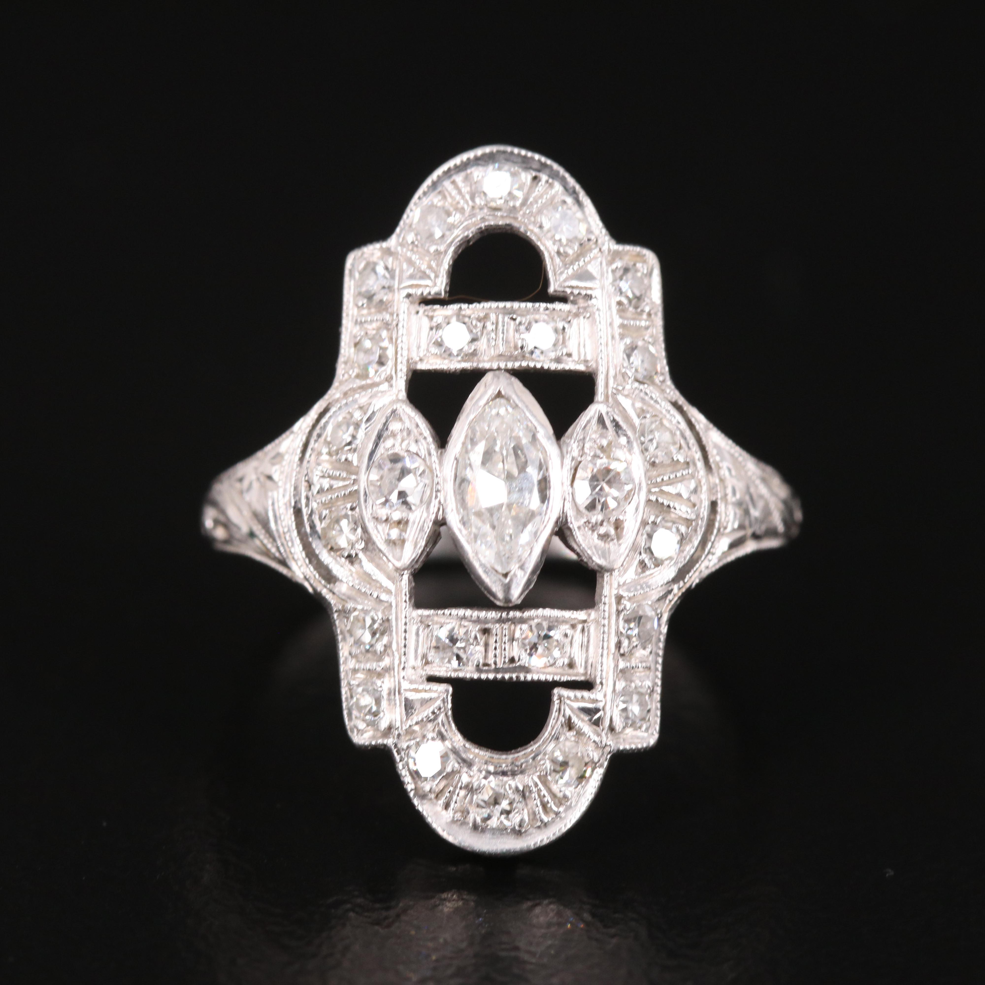 Vintage Platinum 0.46 CTW Diamond Ring