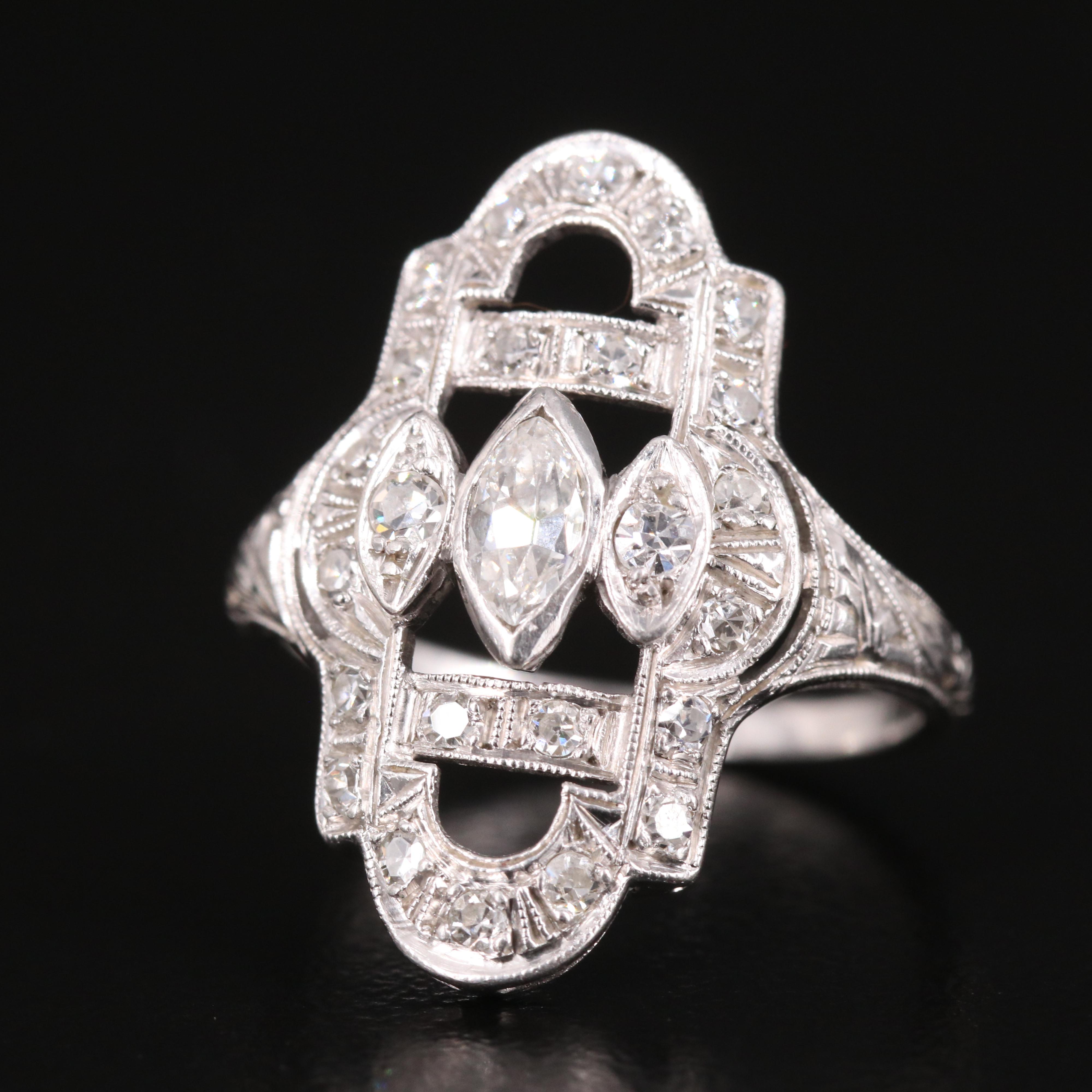 Vintage Platinum 0.46 CTW Diamond Ring