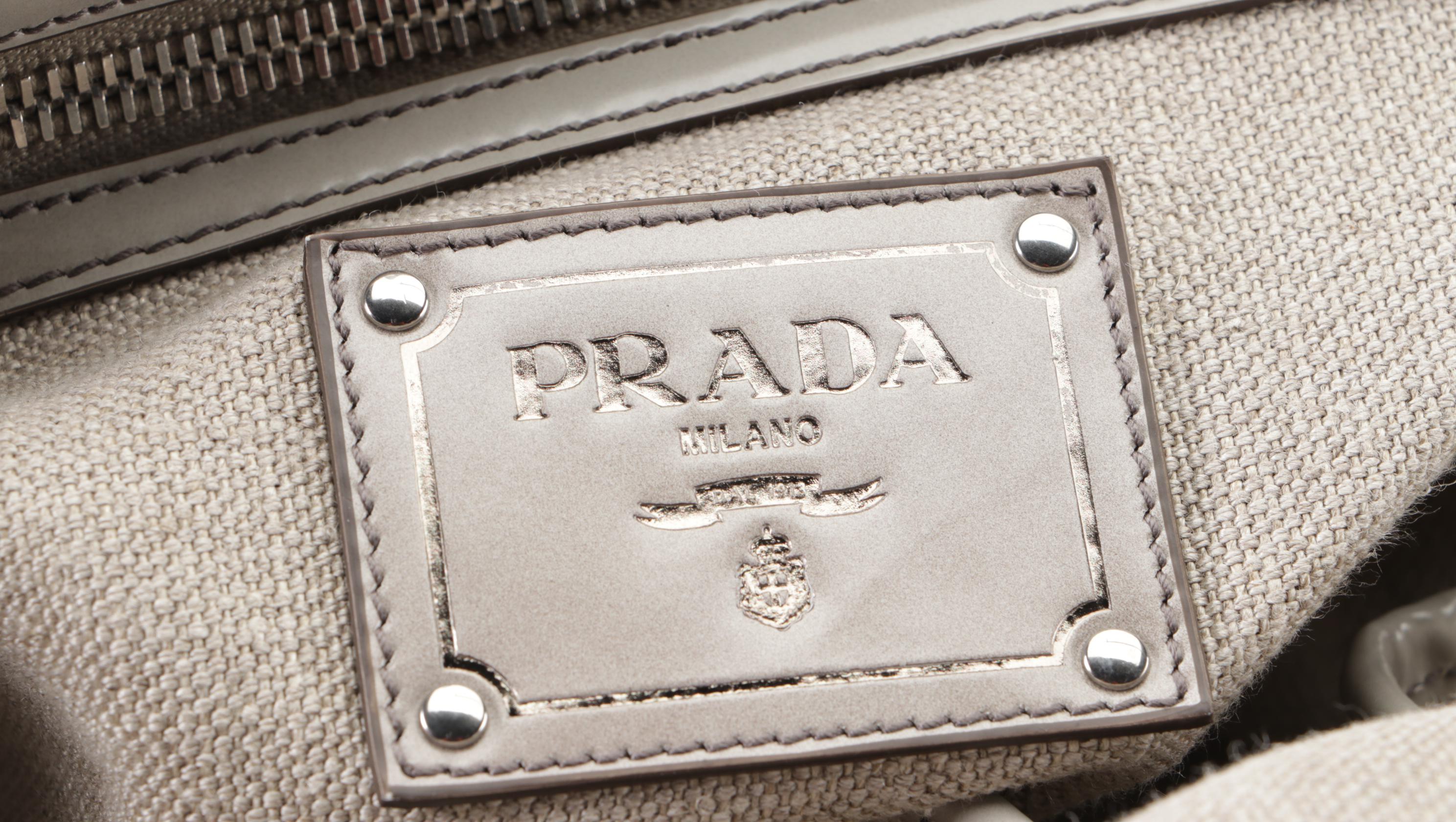 Prada Medium Mistolino Hard Frame Tote Bag in Crystal-Embellished Linen Canvas