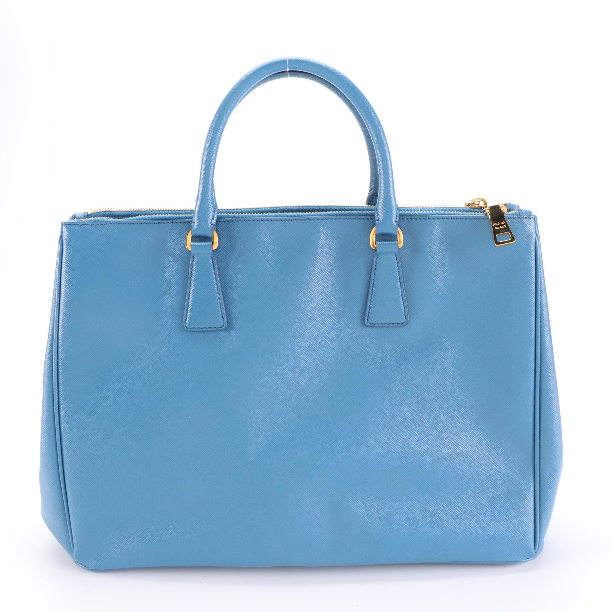 Prada Blue Saffiano Leather Tote Bag