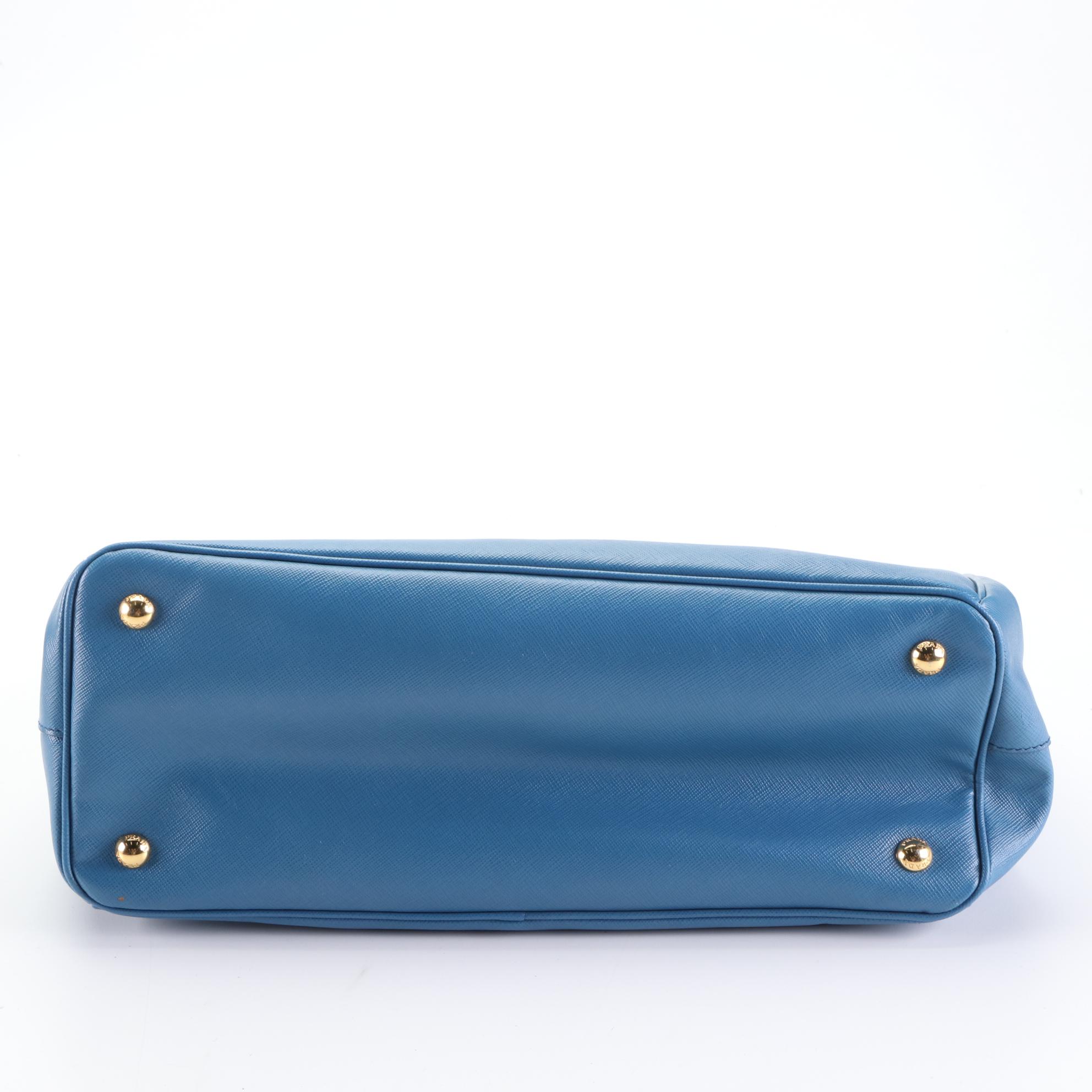 Prada Blue Saffiano Leather Tote Bag