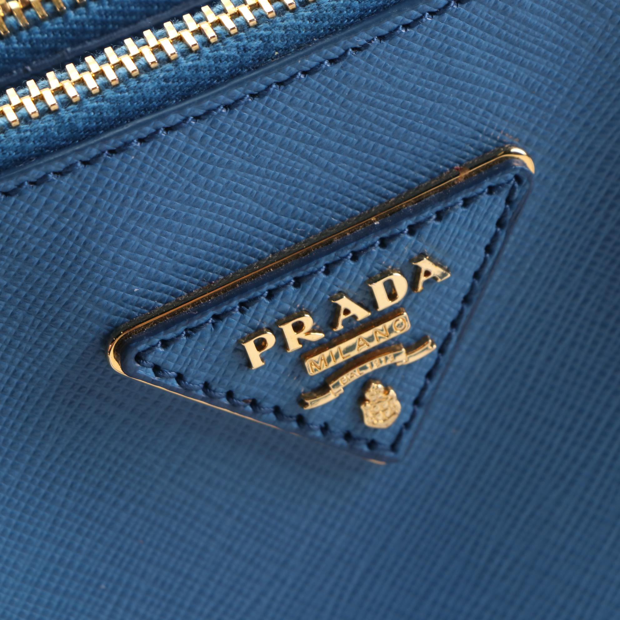 Prada Blue Saffiano Leather Tote Bag