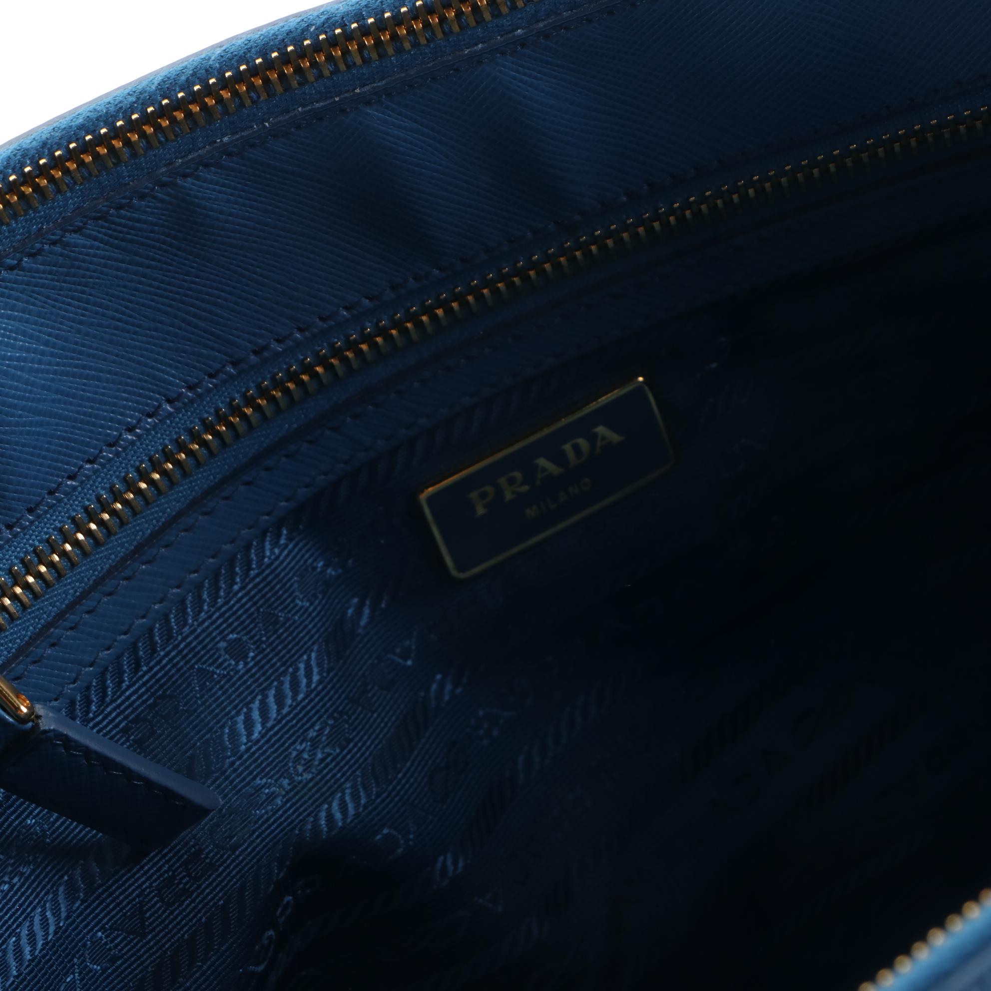 Prada Blue Saffiano Leather Tote Bag