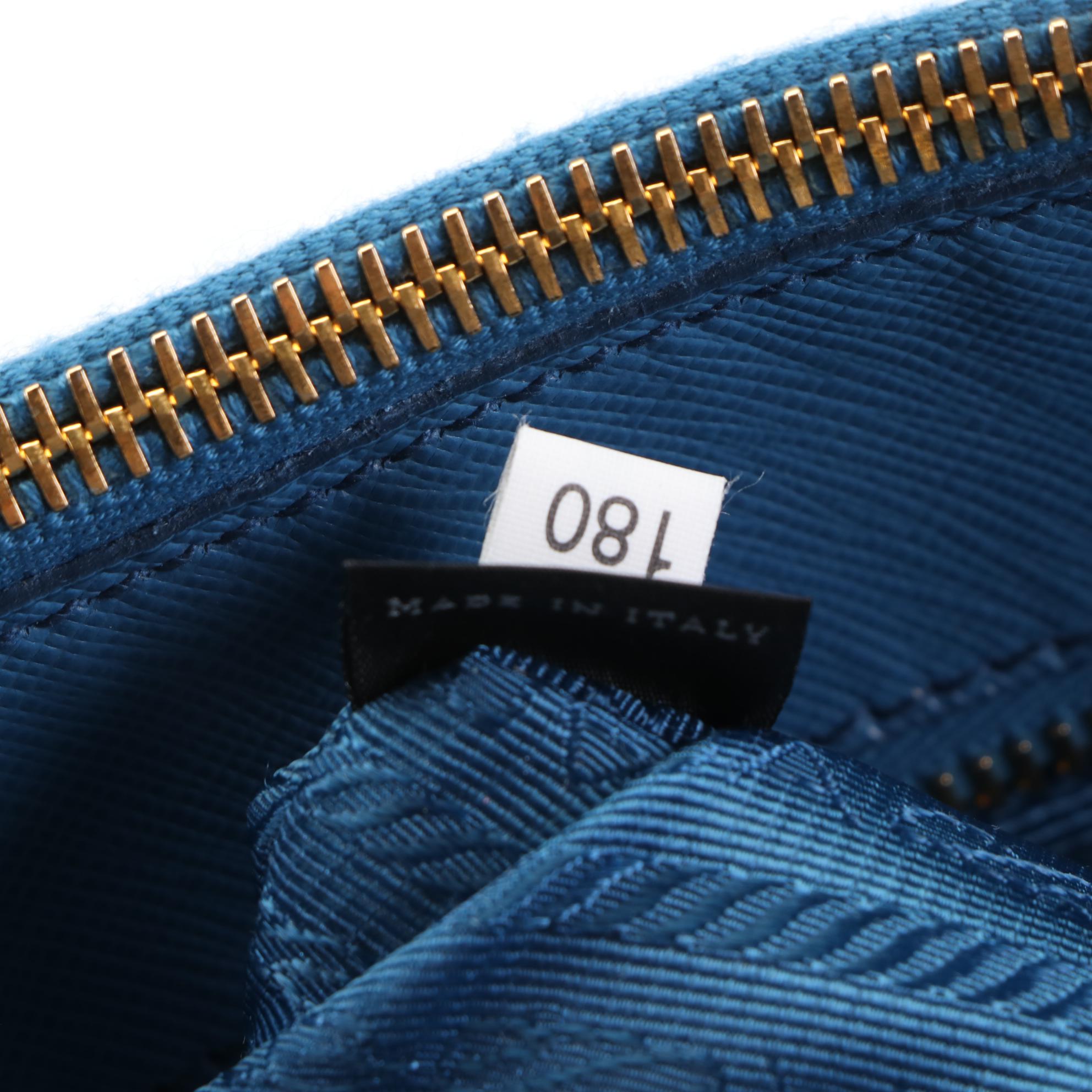 Prada Blue Saffiano Leather Tote Bag