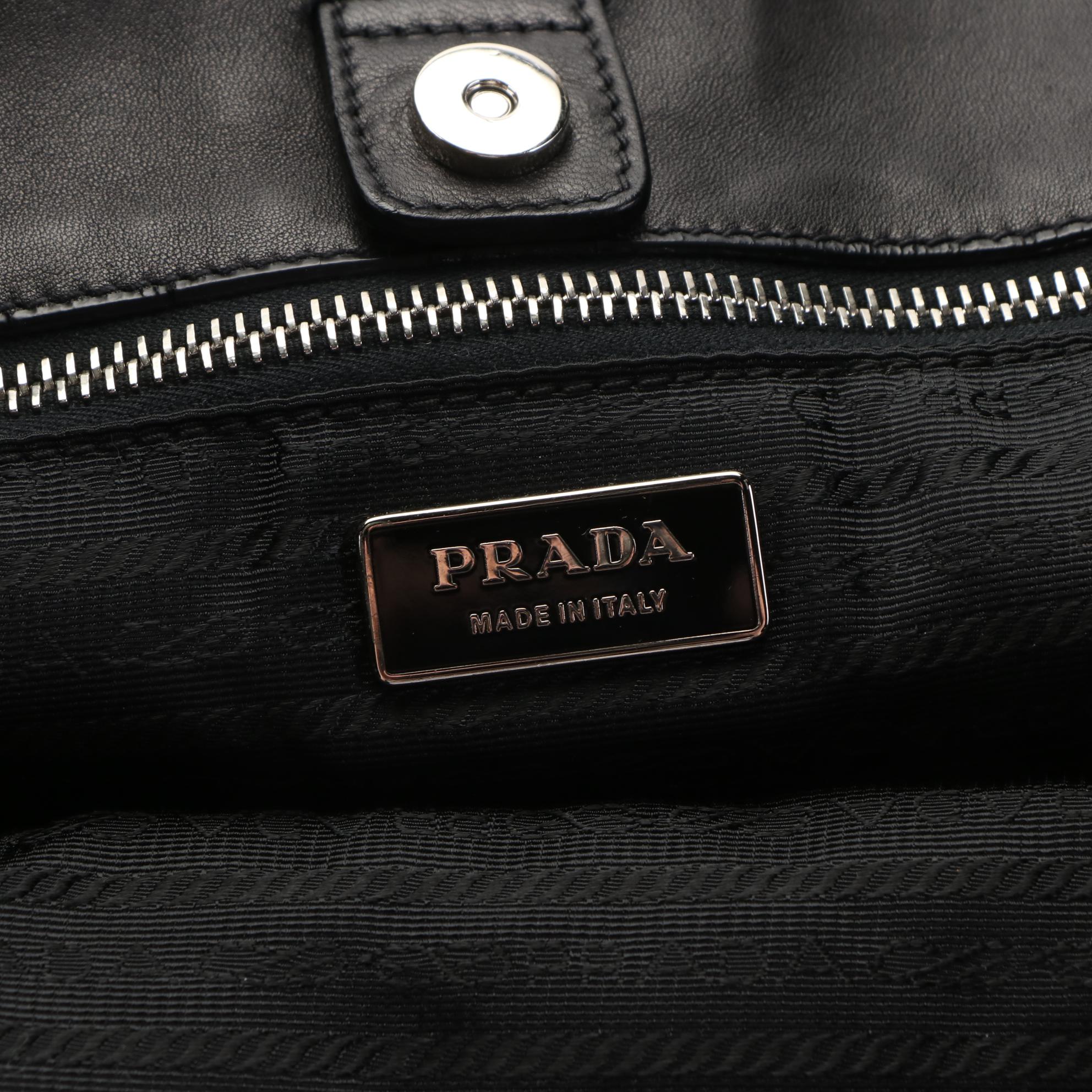 Prada Black Woven Leather Tote Bag