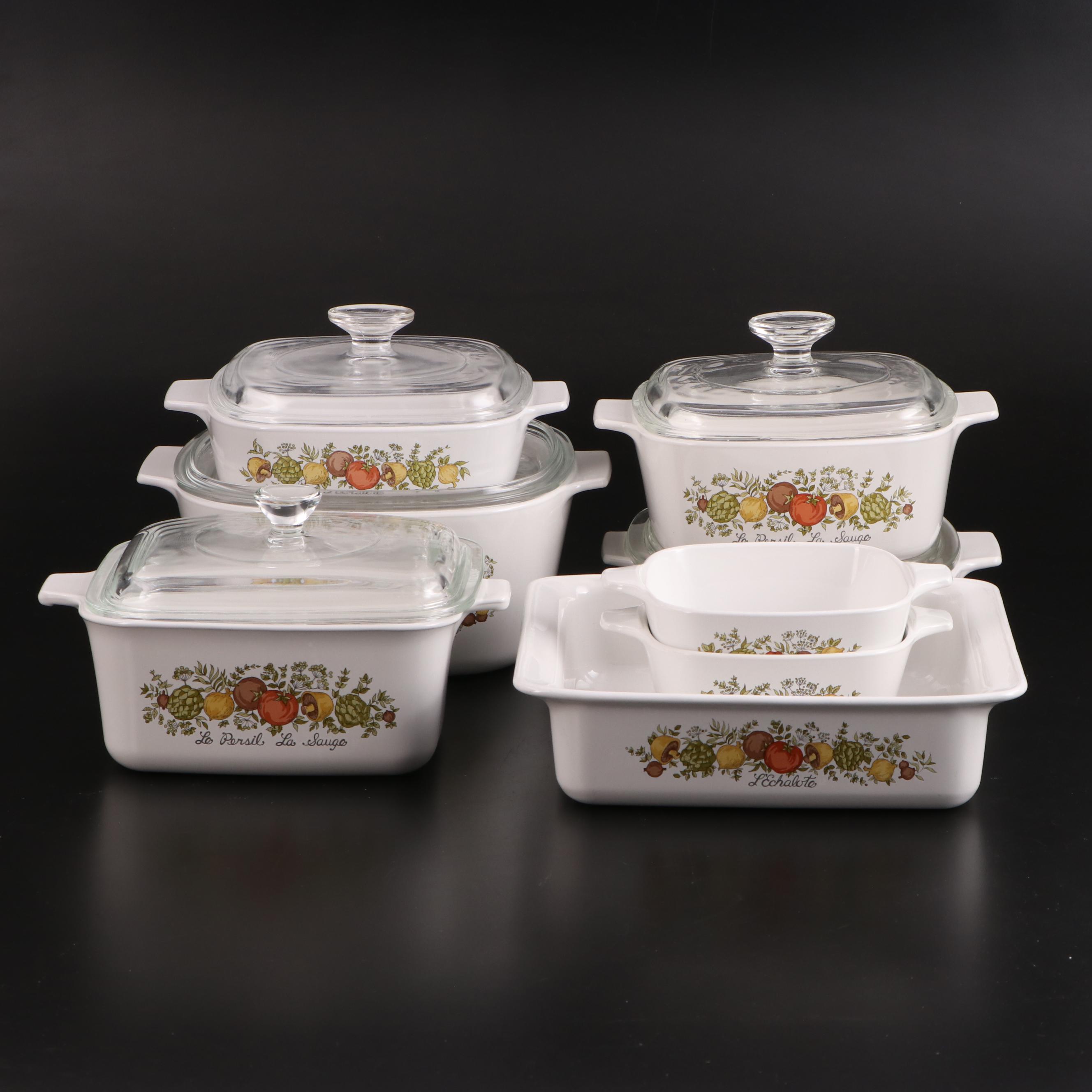 CorningWare "Spice of Life" Glass Cookware, 1972 - 1988