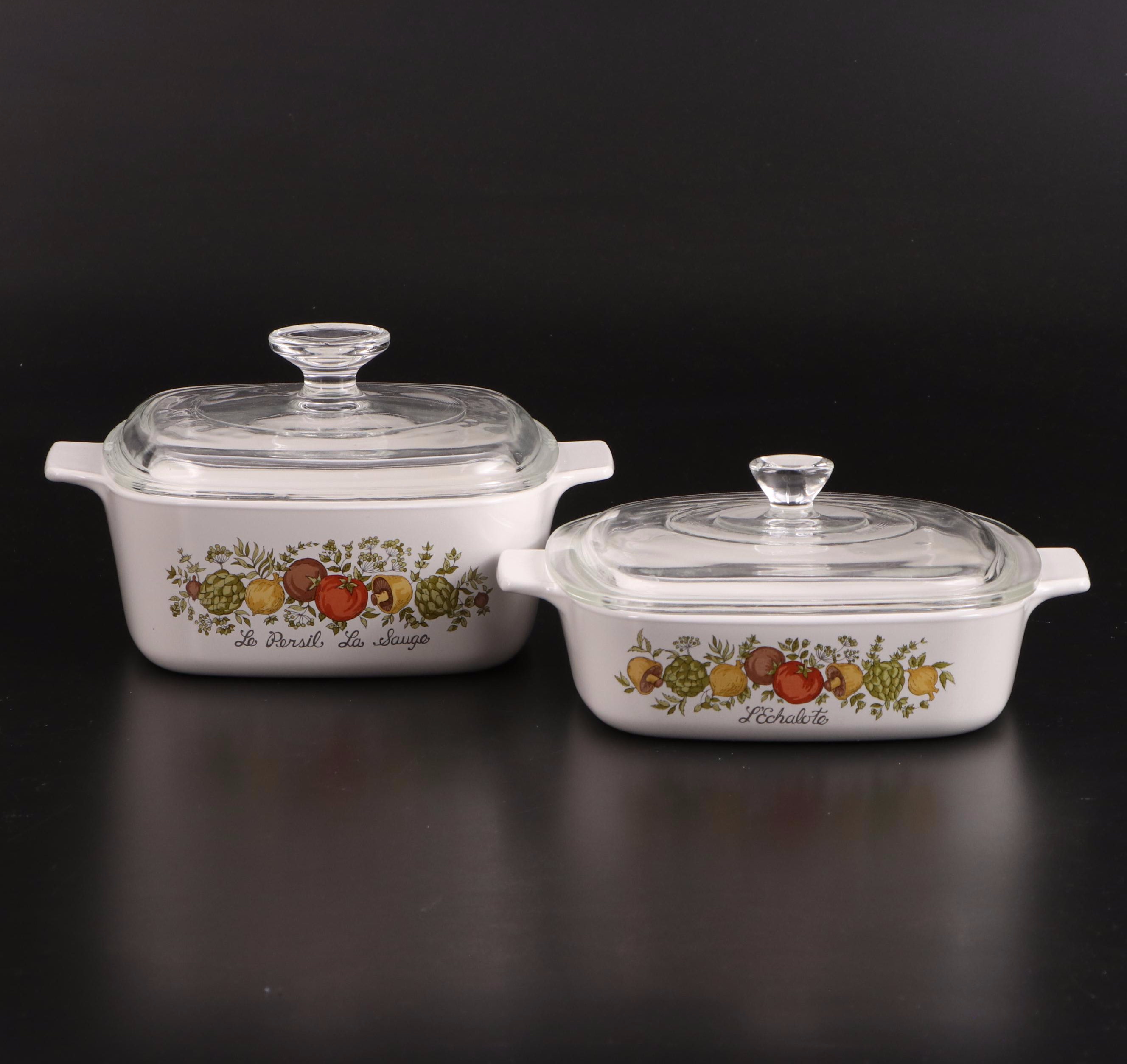 CorningWare "Spice of Life" Glass Cookware, 1972 - 1988