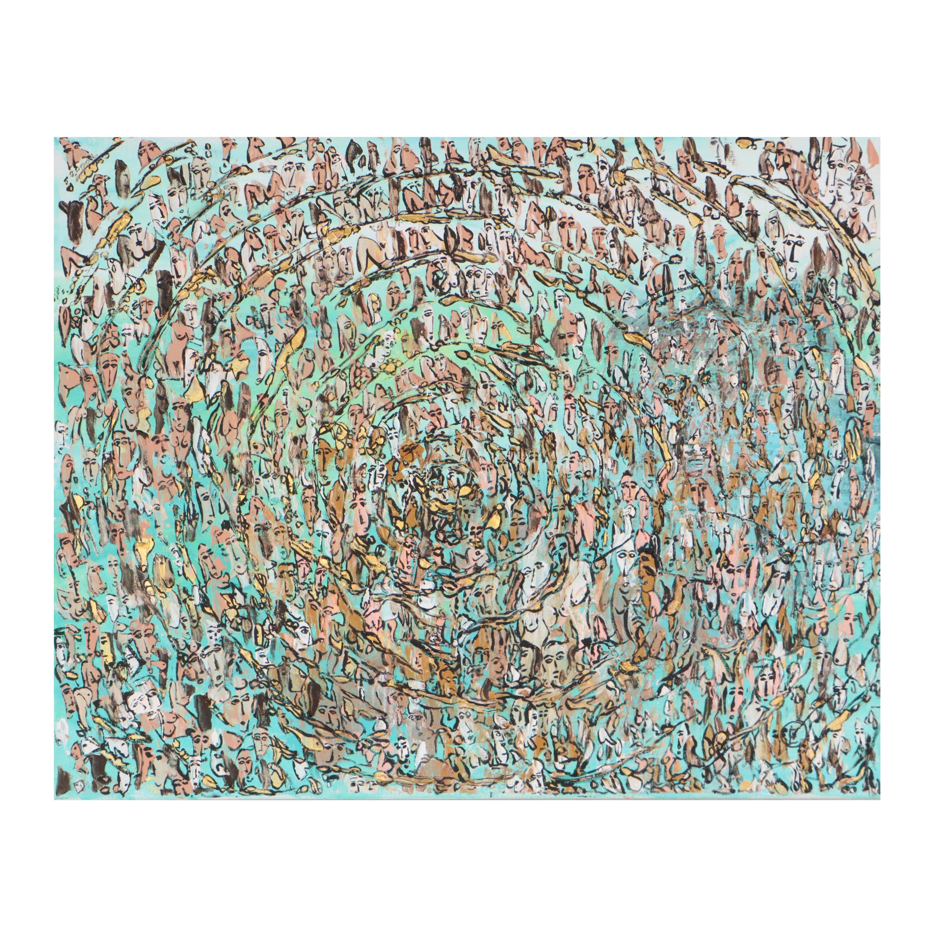 Jeff Harris Oil Painting of Abstract Figural Composition, 2022