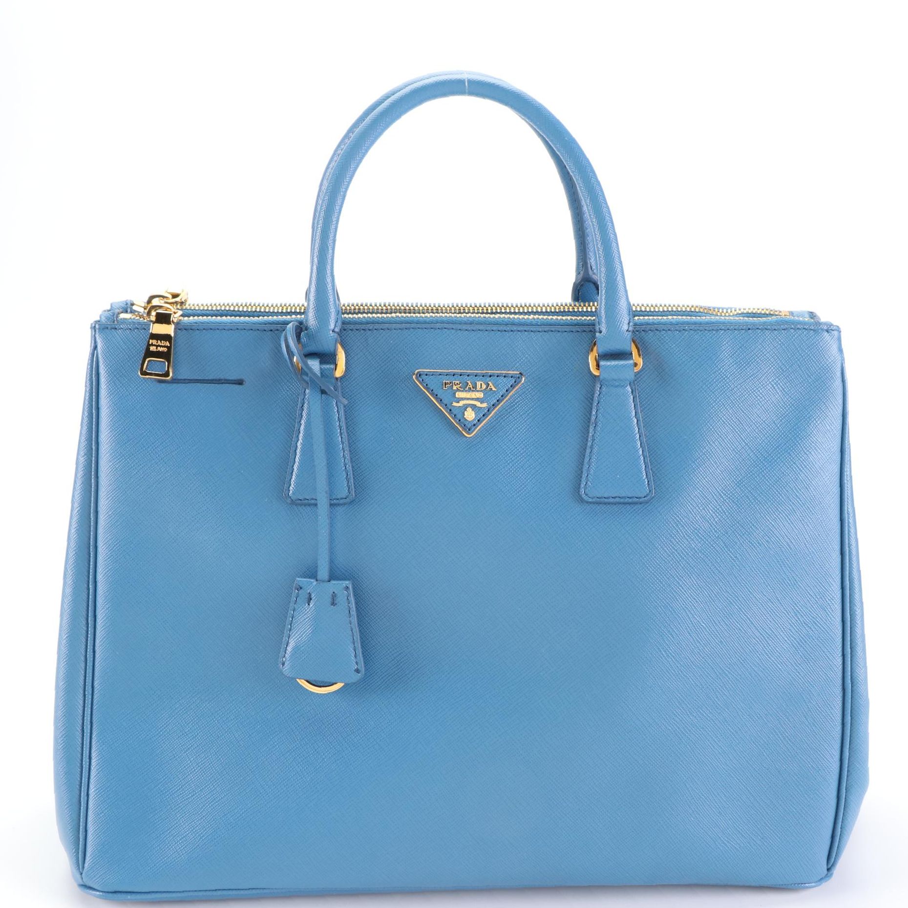 Prada Blue Saffiano Leather Tote Bag