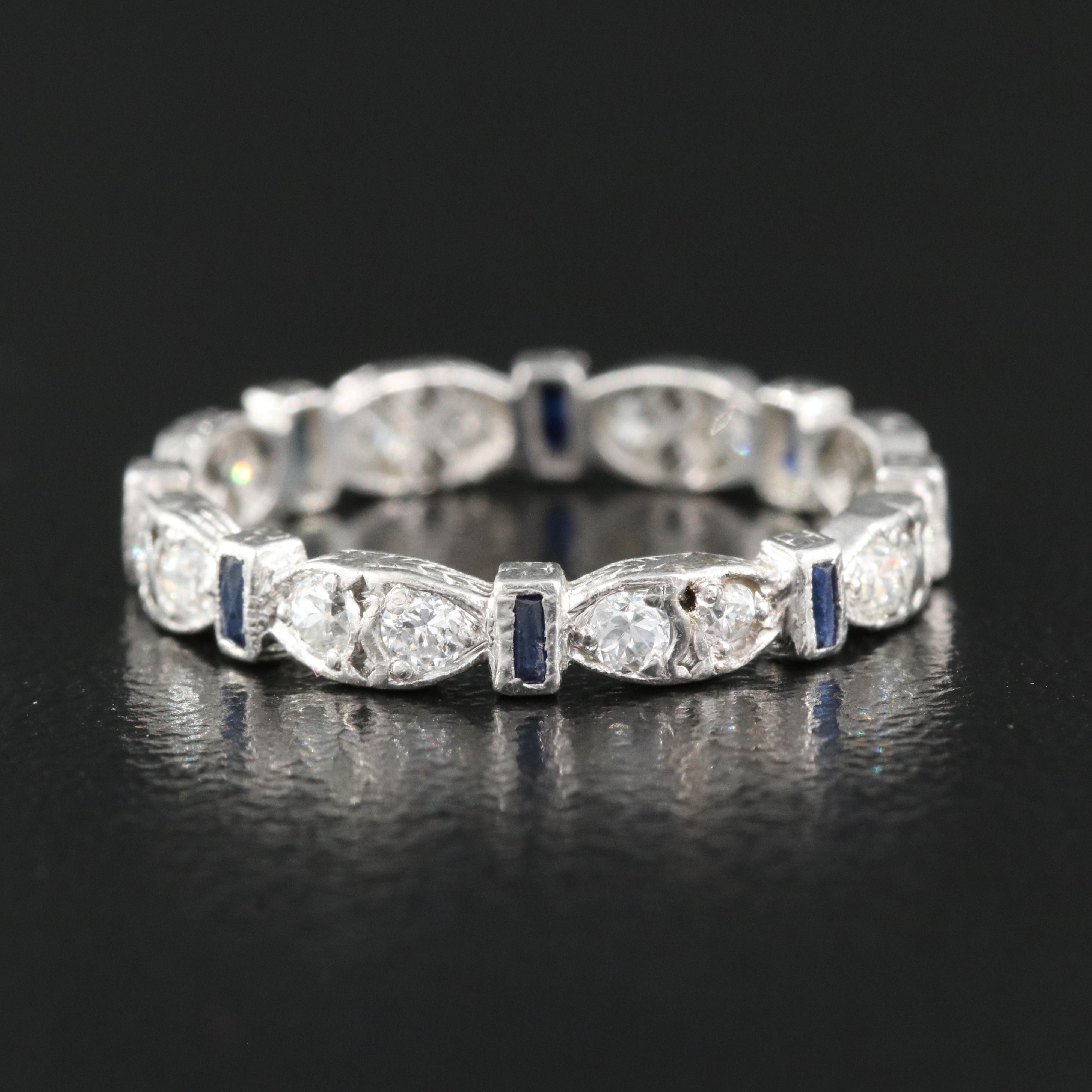 Platinum Diamond and Sapphire Eternity Ring