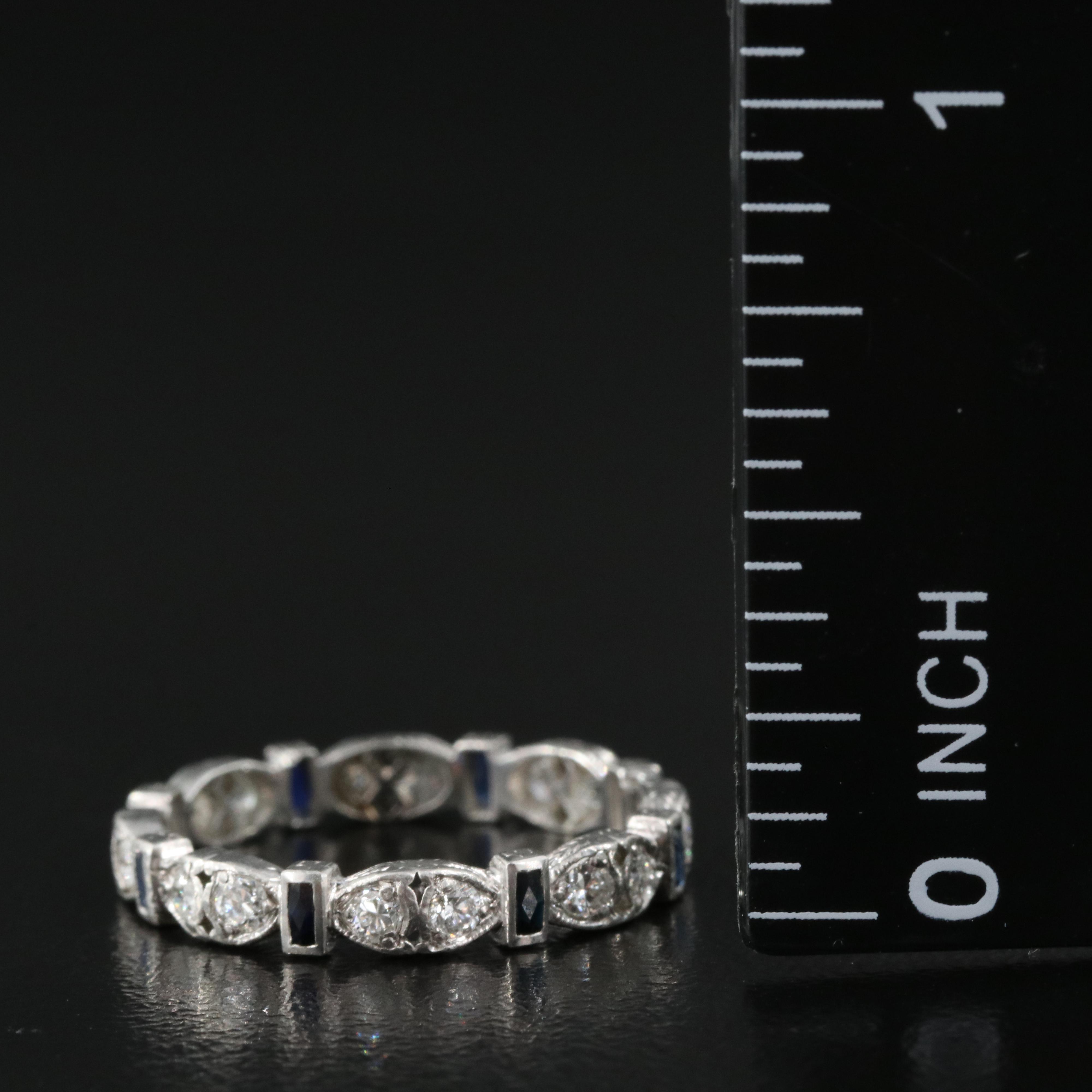 Platinum Diamond and Sapphire Eternity Ring