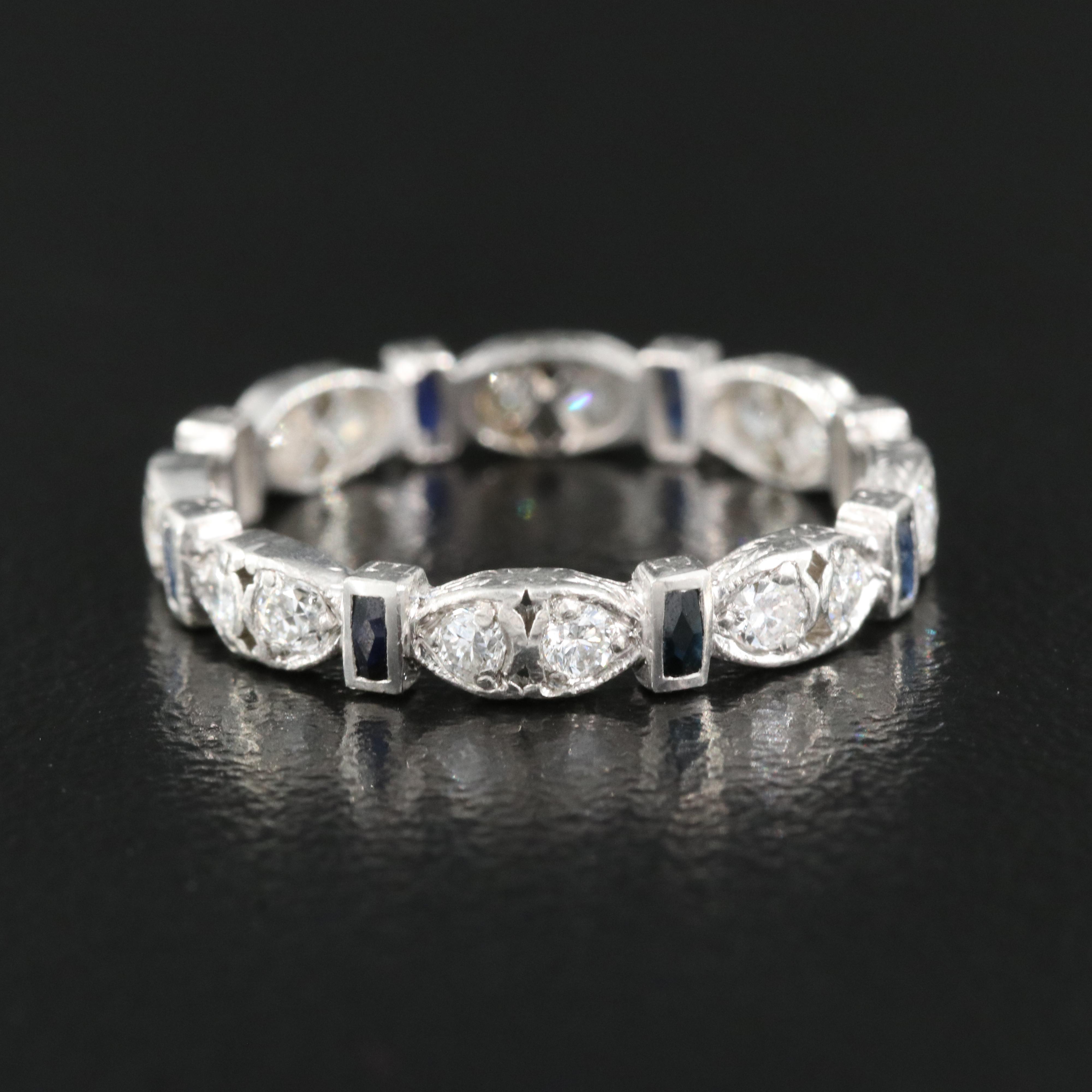 Platinum Diamond and Sapphire Eternity Ring