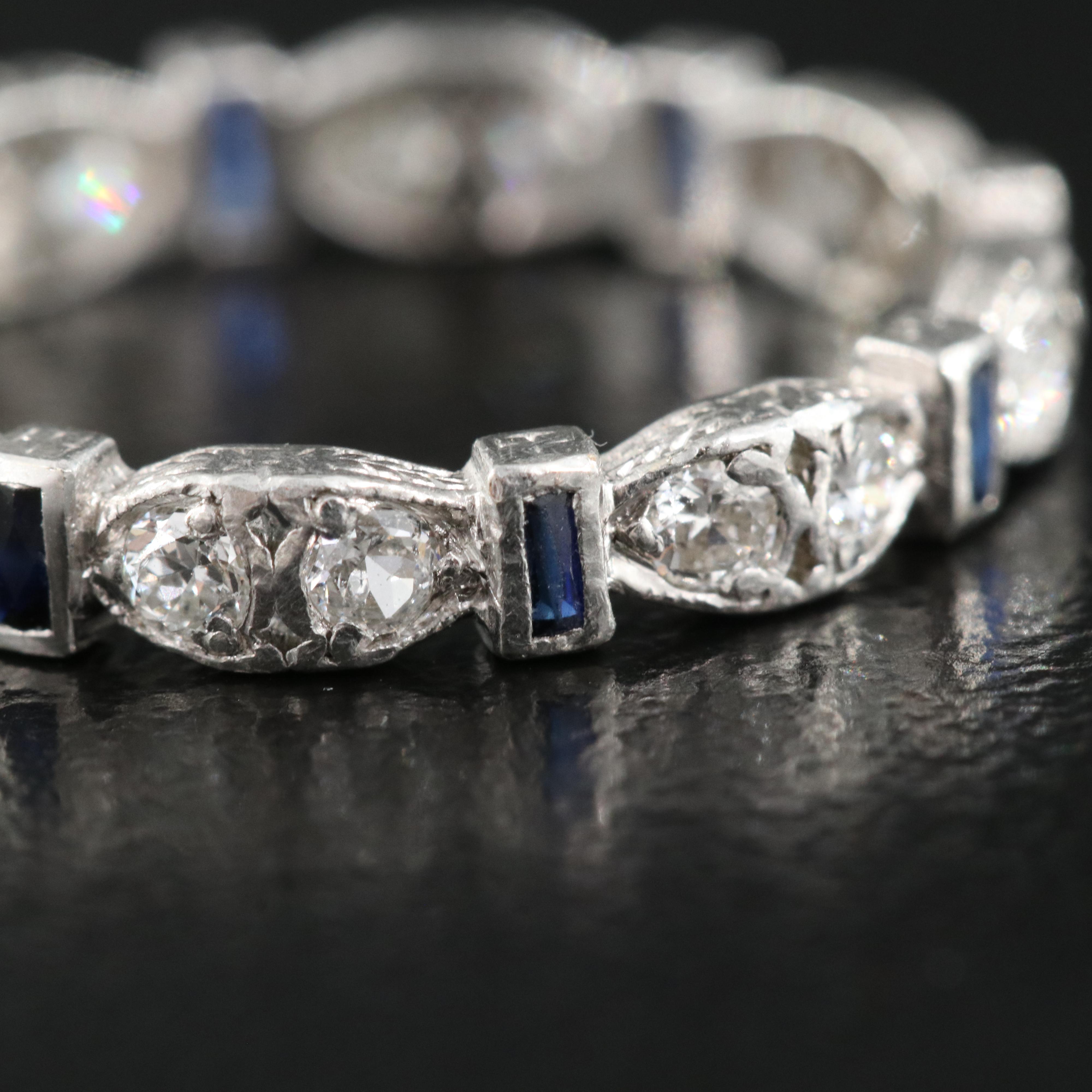 Platinum Diamond and Sapphire Eternity Ring