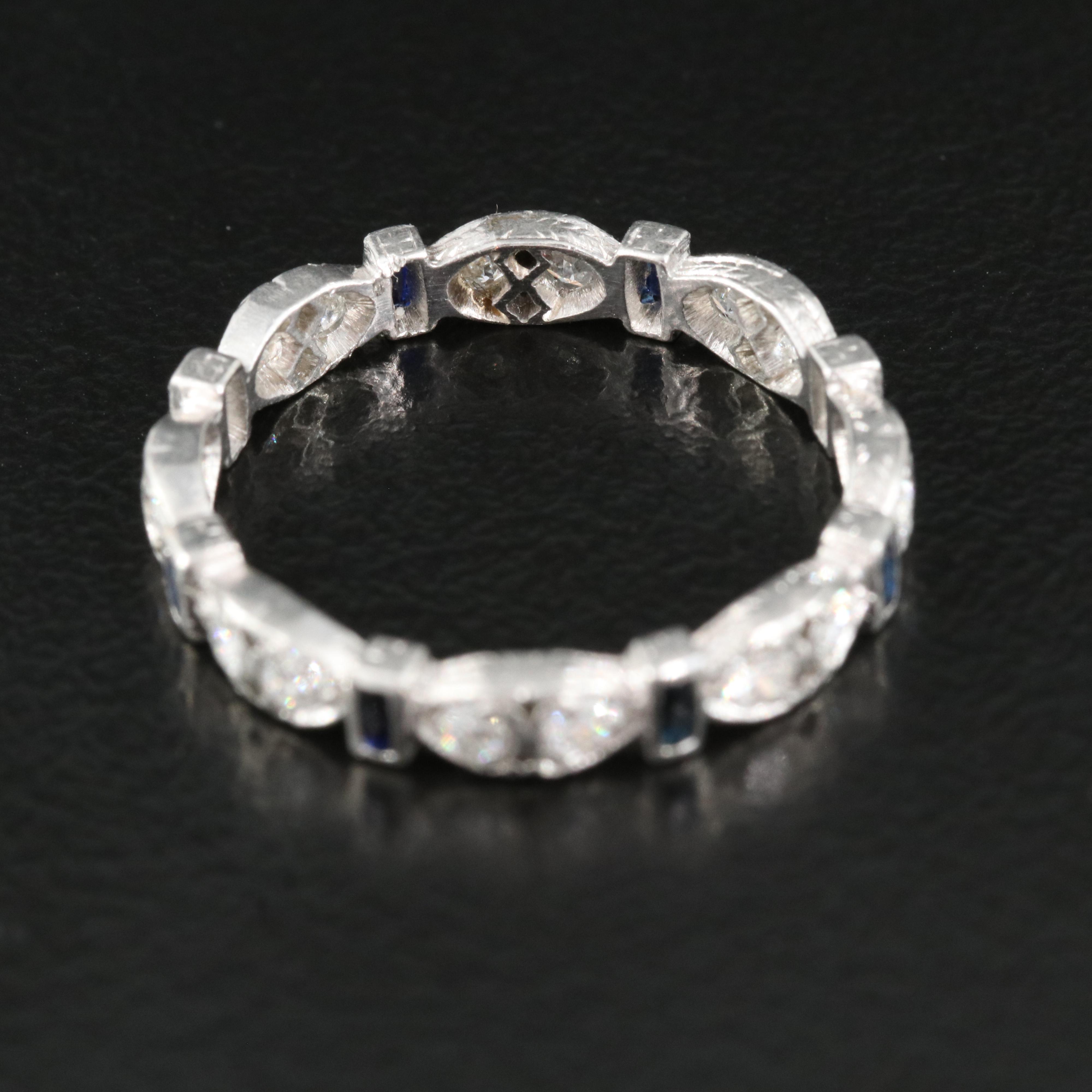 Platinum Diamond and Sapphire Eternity Ring