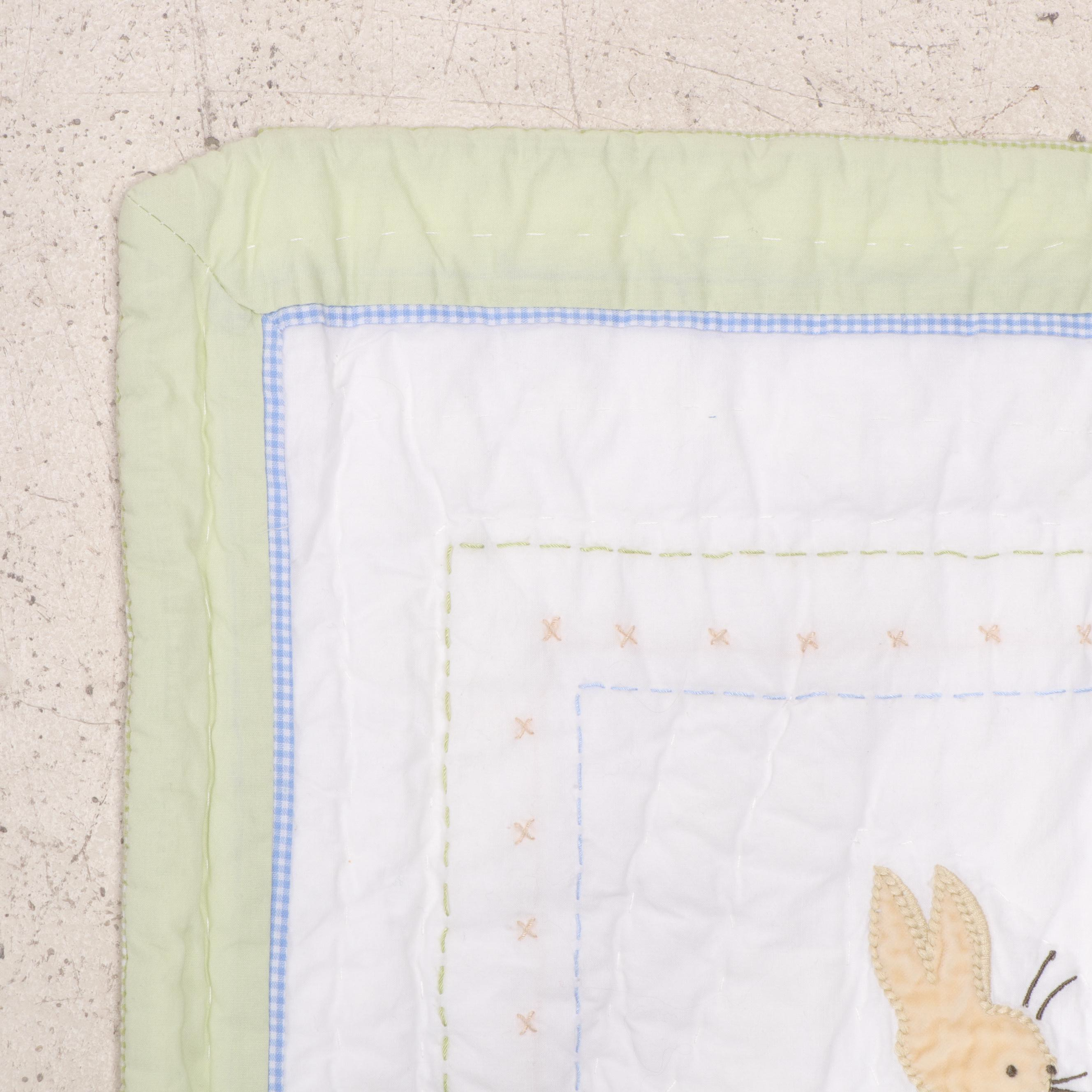 Pottery Barn Kids Peter Rabbit Crib Quilt with Peter Rabbit Book and More