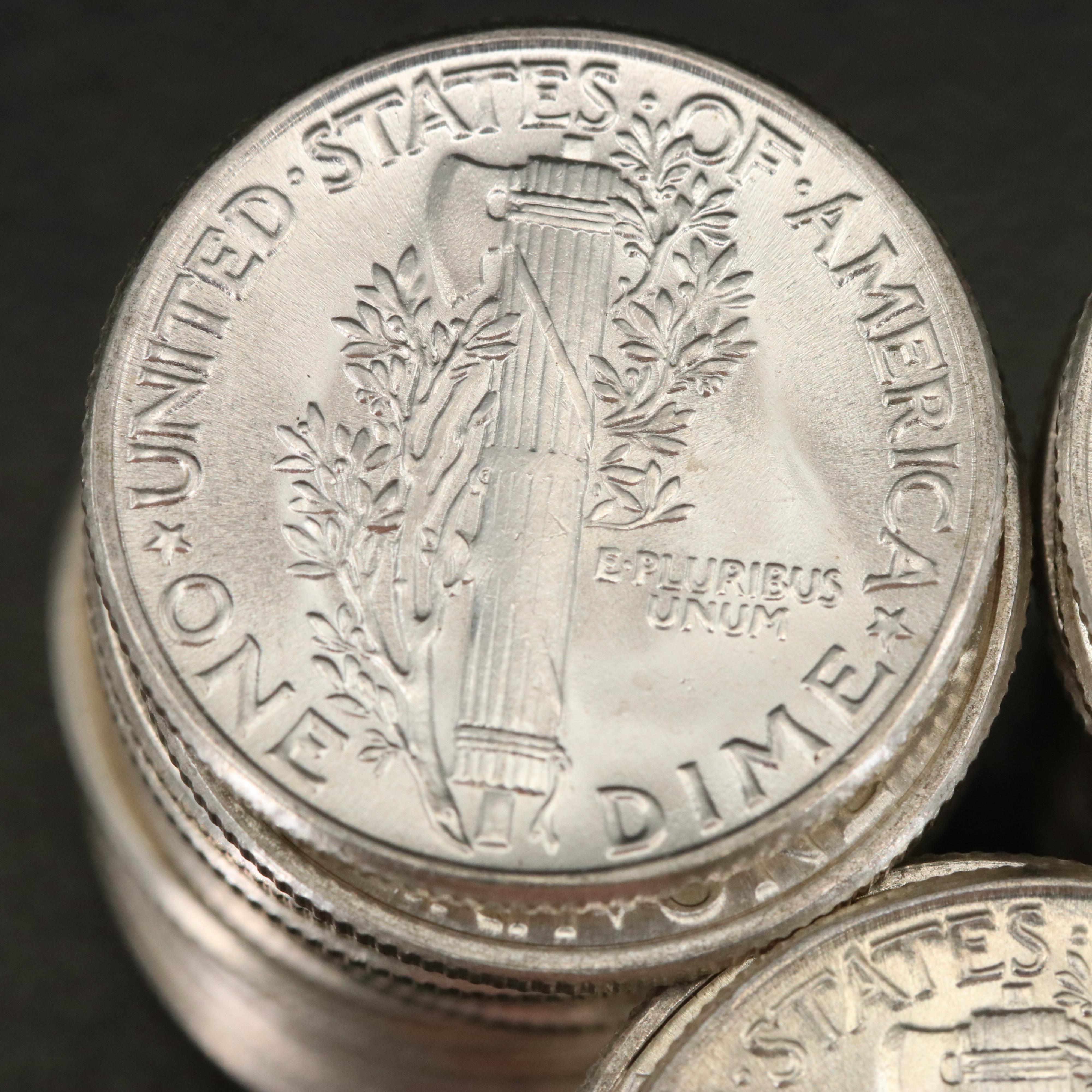 50 Uncirculated 1945 Mercury Silver Dimes