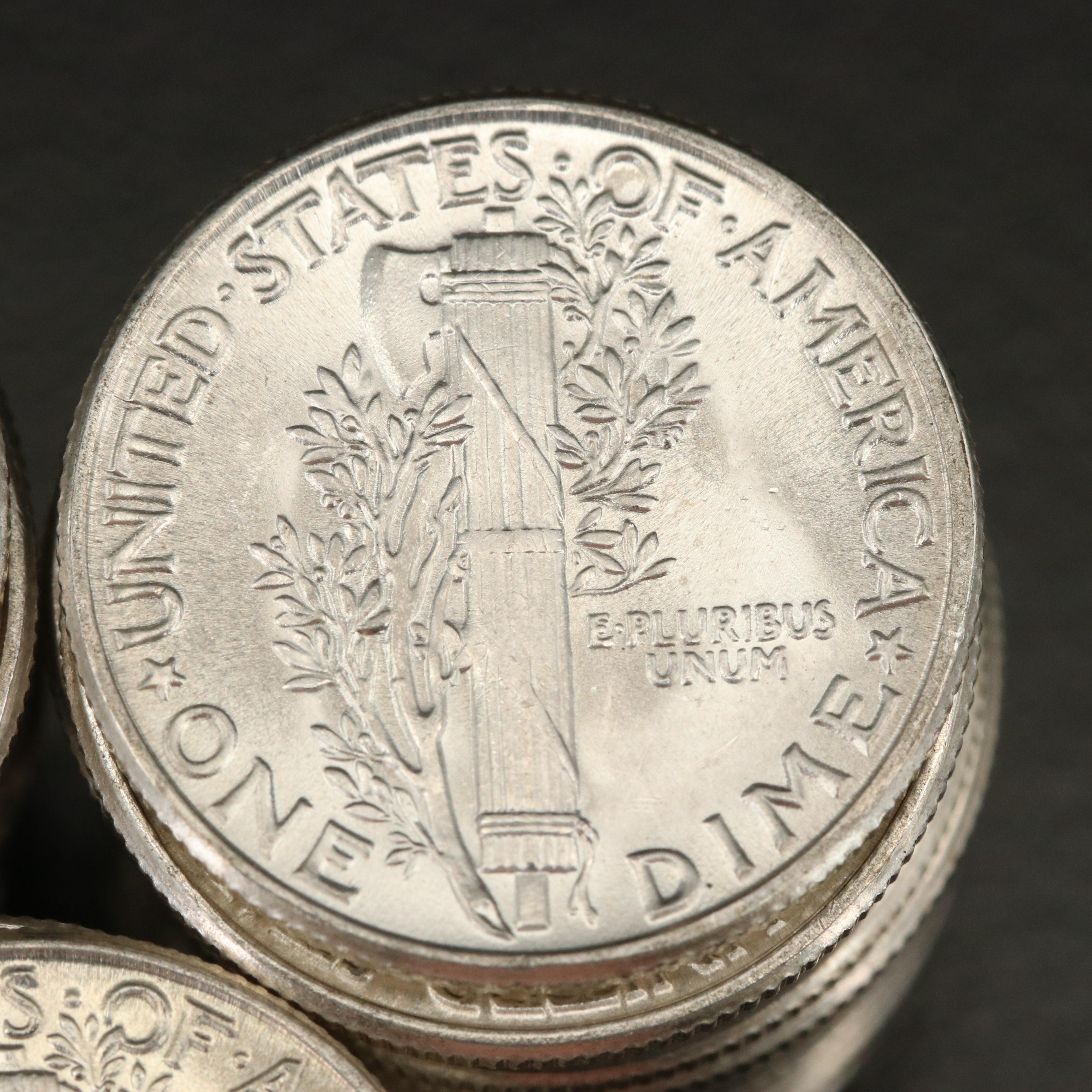 50 Uncirculated 1945 Mercury Silver Dimes