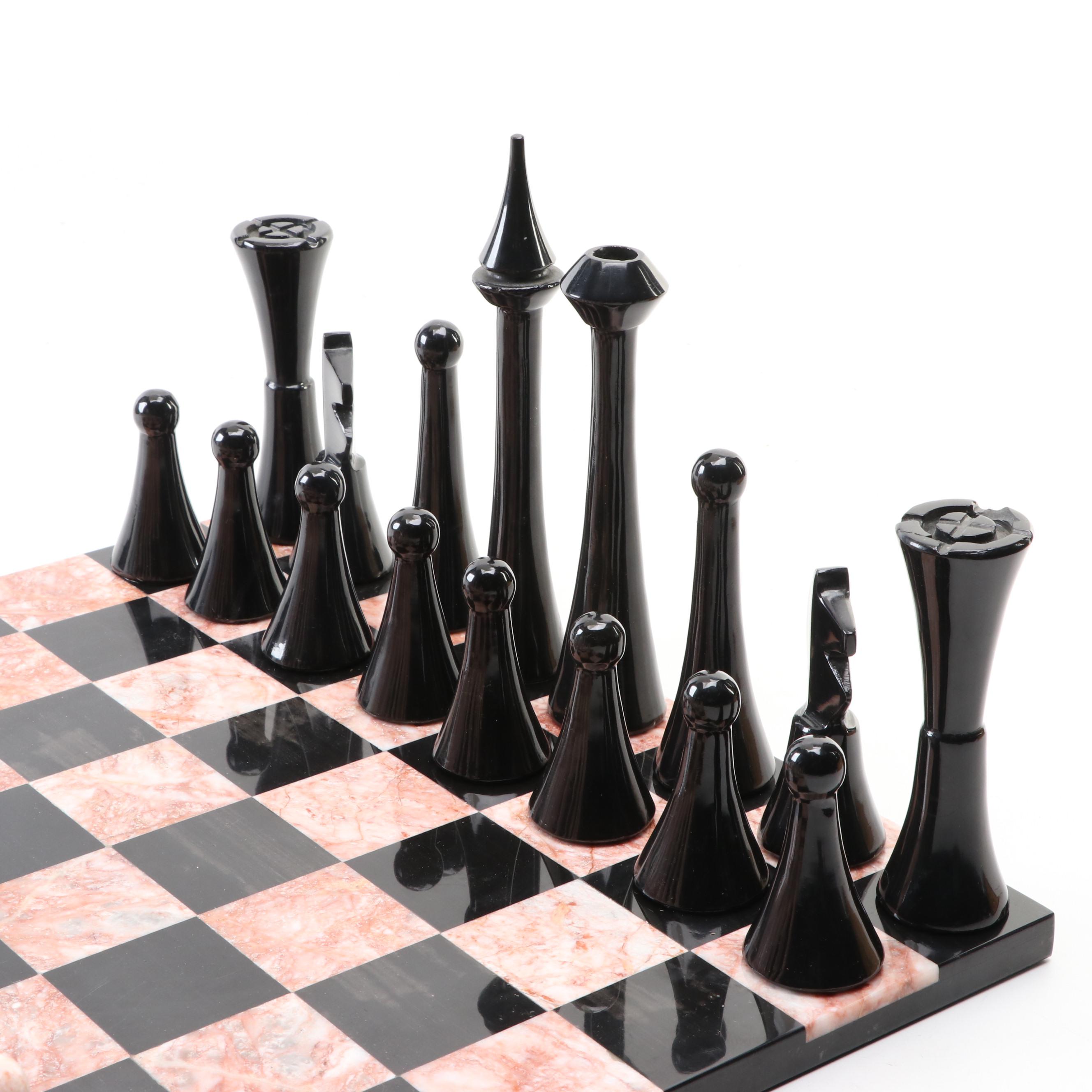 Marble Chess Set with Extra Large Handmade Chess Pieces