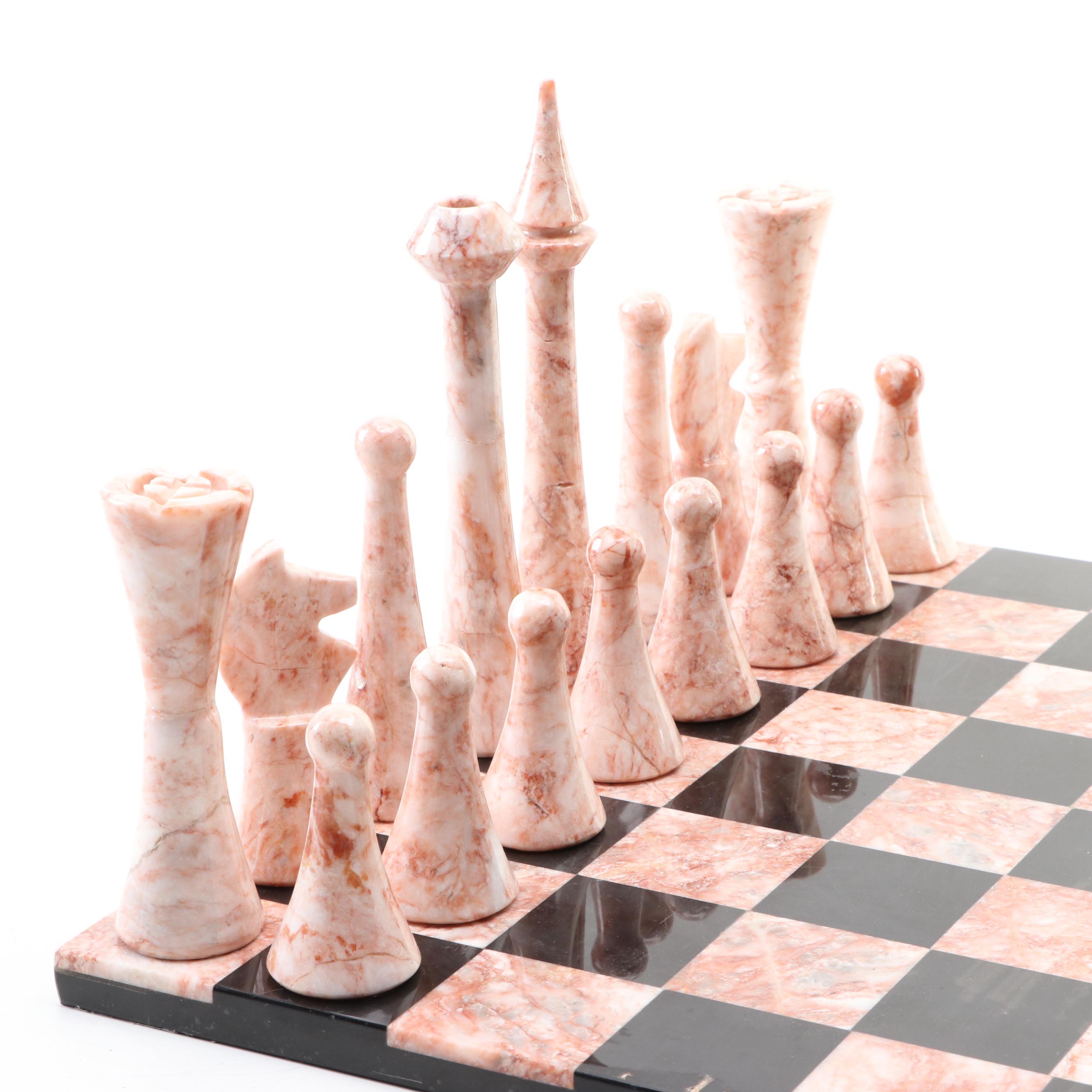 Marble Chess Set with Extra Large Handmade Chess Pieces