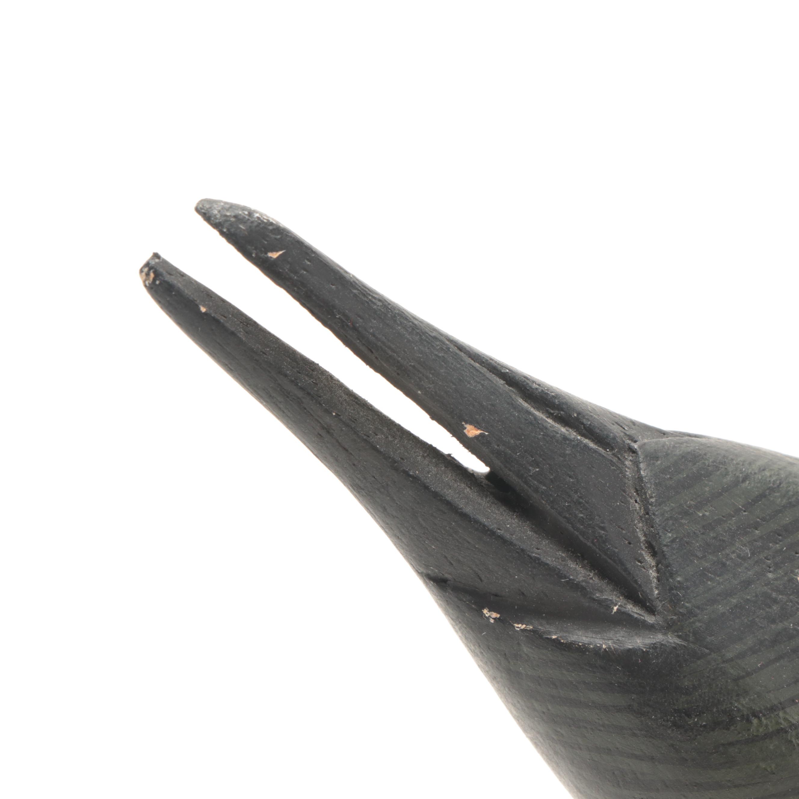 Artist Signed Hand-Painted Carved Wood Common Loon Decoy Figures, 1990s