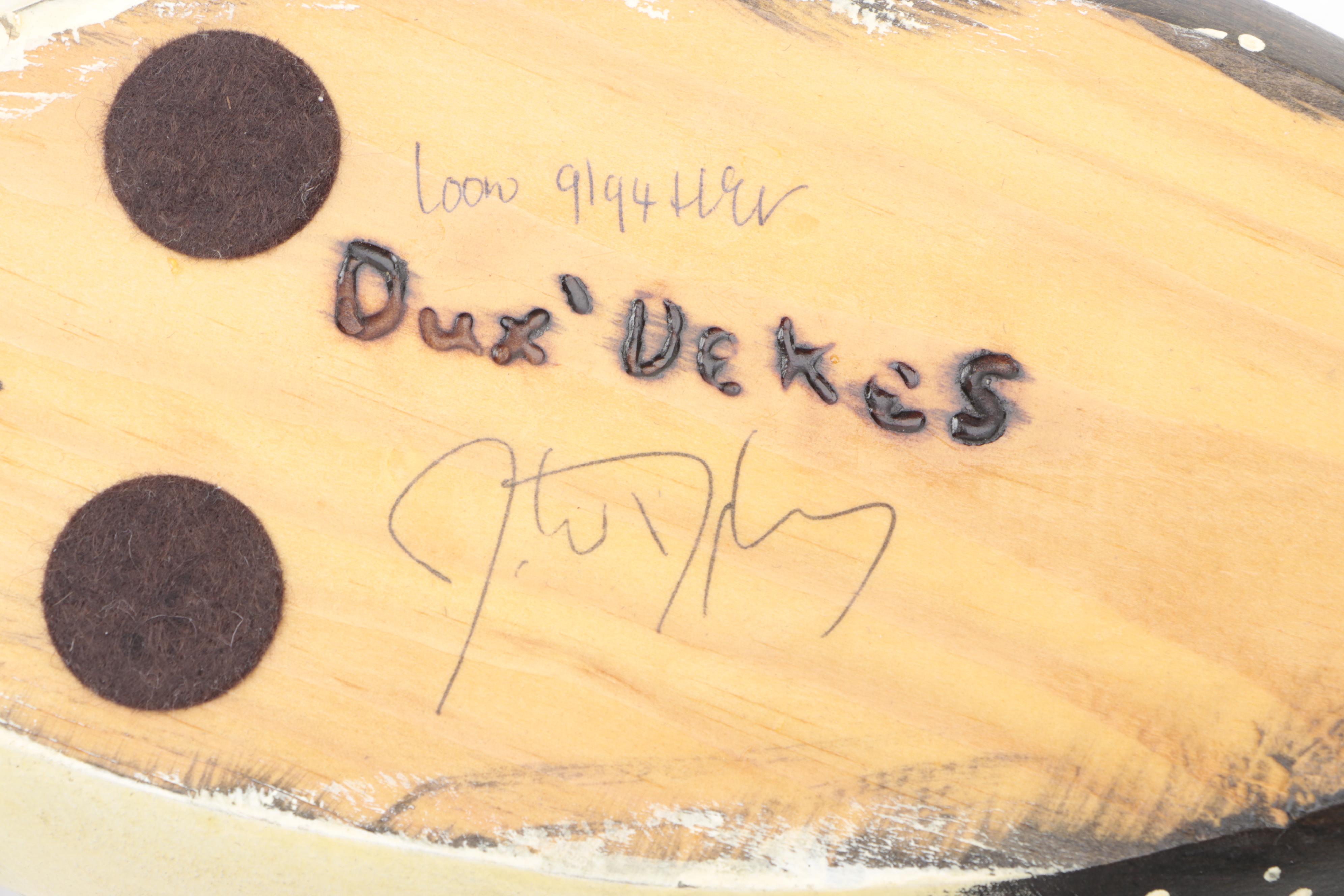 Artist Signed Hand-Painted Carved Wood Loon and Duck Decoy Figures, Late 20th C